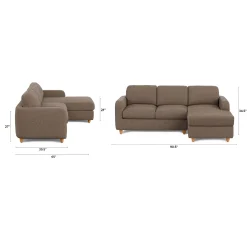 Vati 90.5" Right Storage Sectional - Honey Oak and Buckler Brown