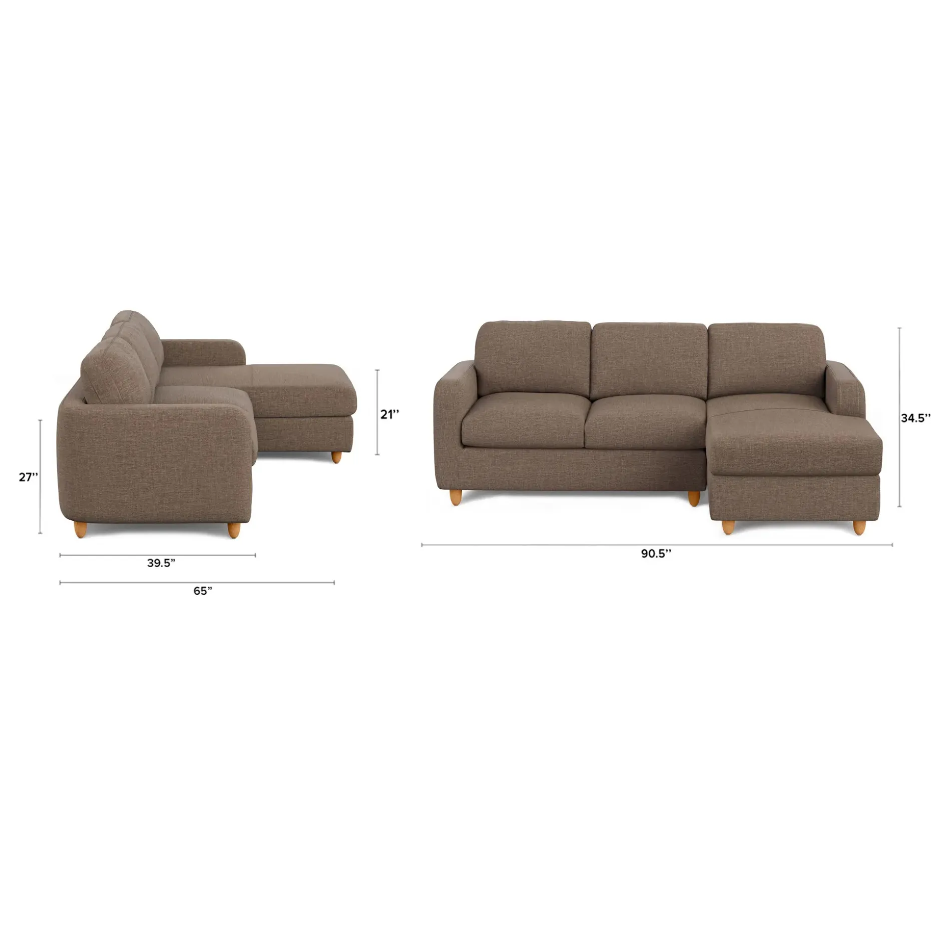Vati 90.5" Right Storage Sectional - Honey Oak and Buckler Brown