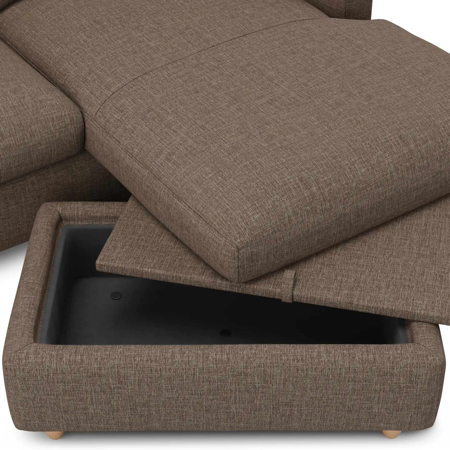 Vati 80" Right Storage Sectional - Natural Oak and Buckler Brown