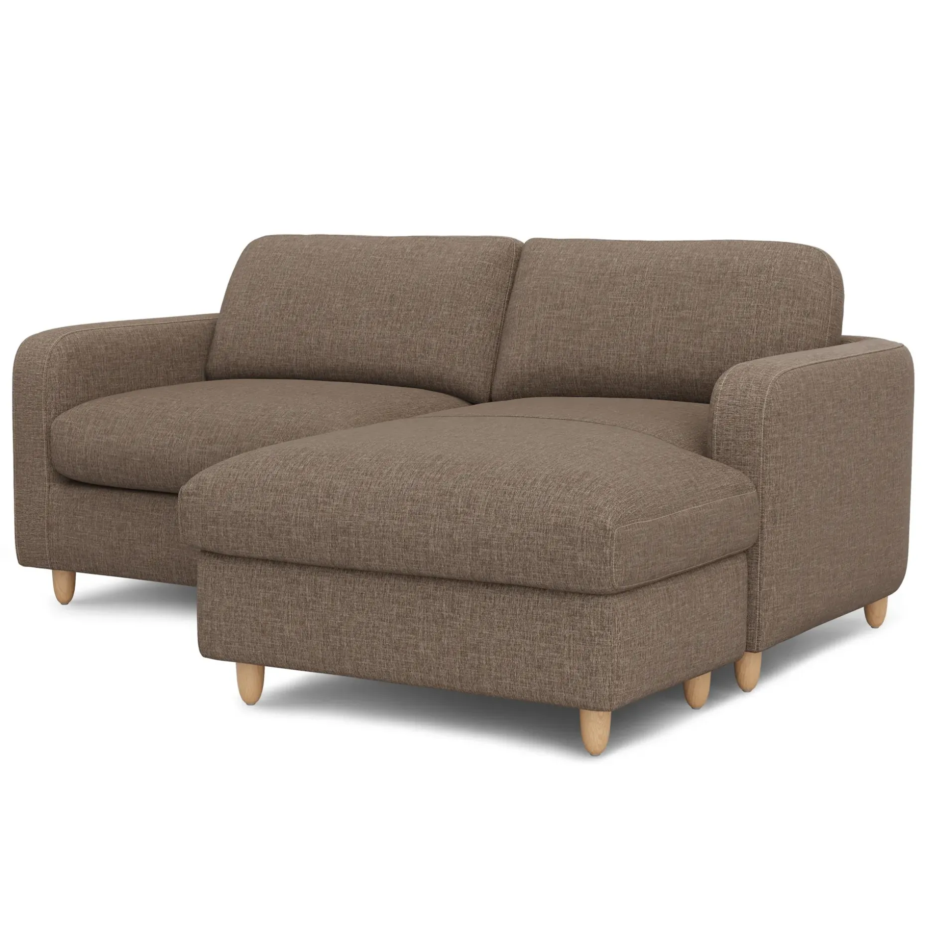 Vati 80" Right Storage Sectional - Natural Oak and Buckler Brown