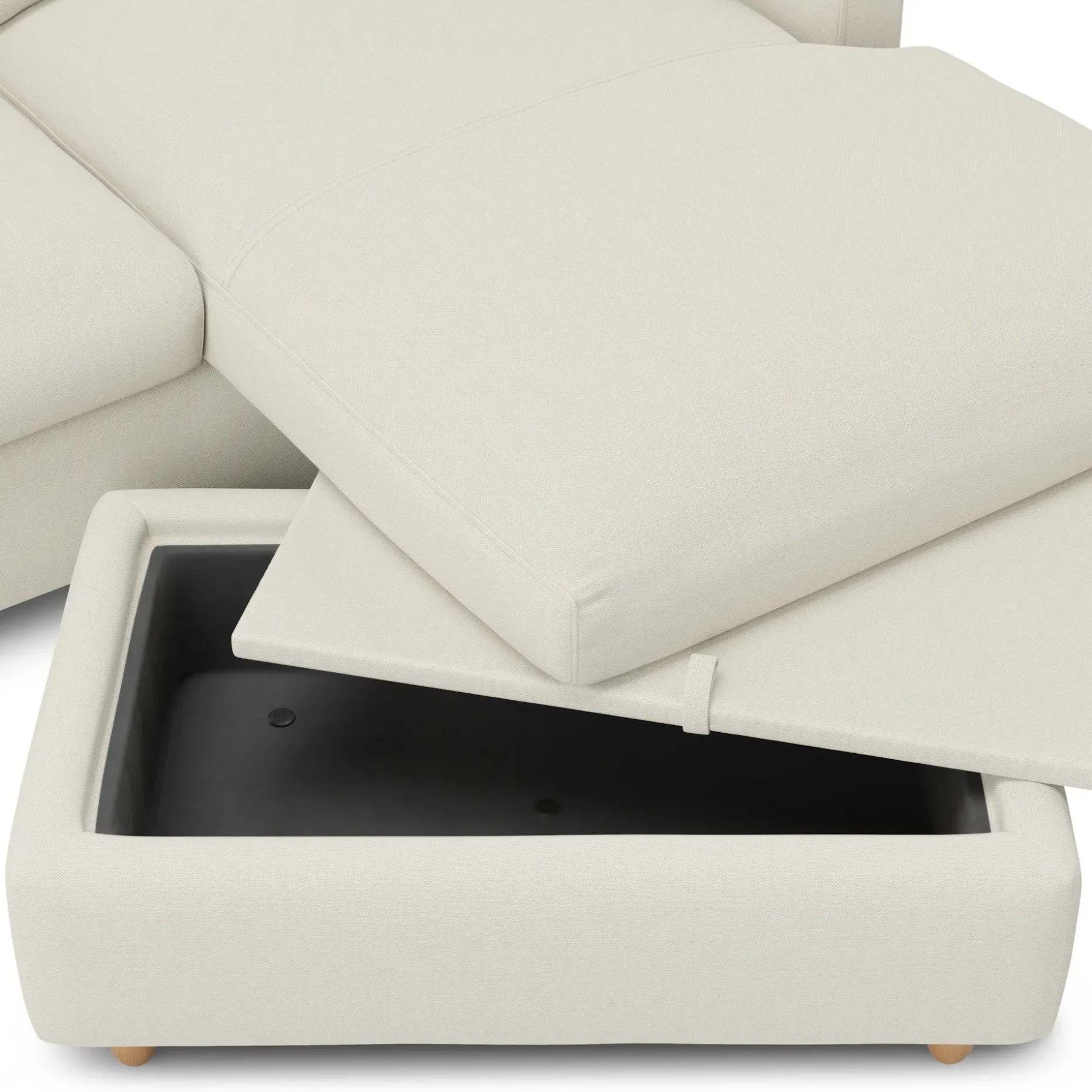 Vati 80" Right Storage Sectional - Natural Oak and Buckler Ivory
