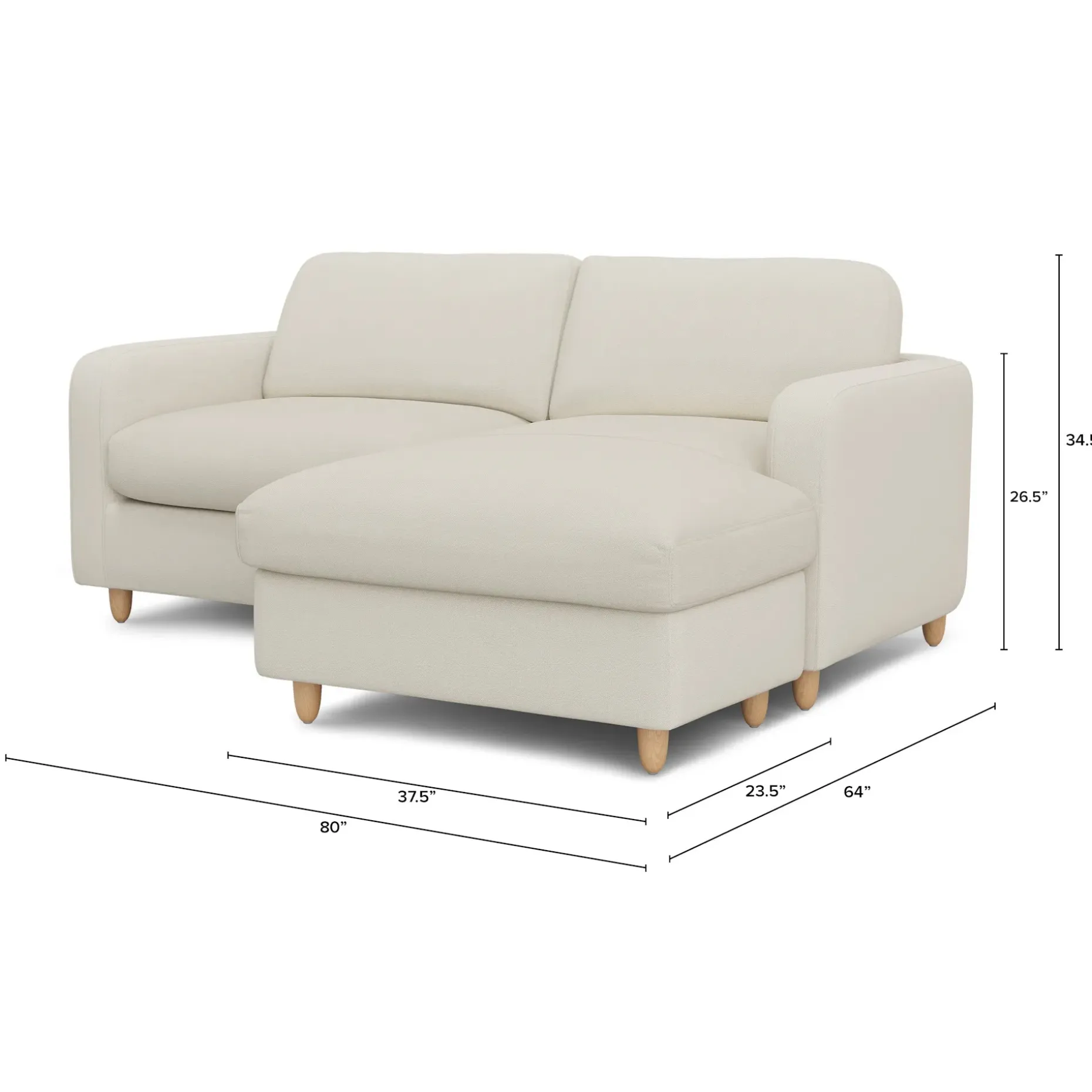 Vati 80" Right Storage Sectional - Natural Oak and Buckler Ivory
