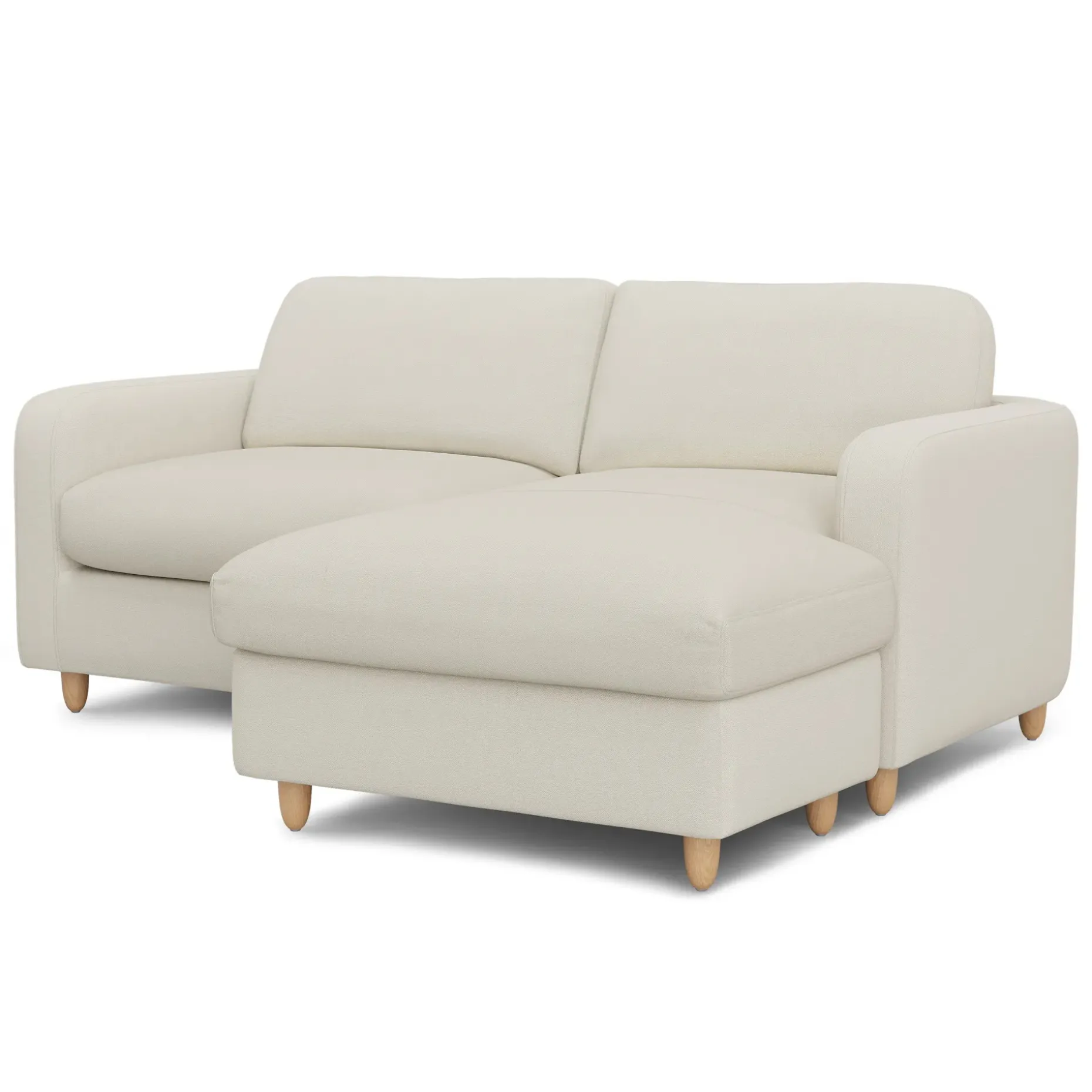 Vati 80" Right Storage Sectional - Natural Oak and Buckler Ivory