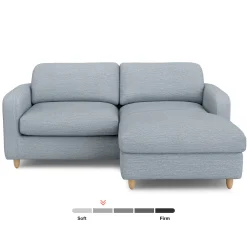 Vati 80" Right Storage Sectional - Natural Oak and Silver Light Blue