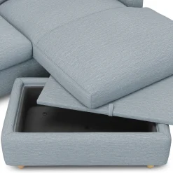 Vati 80" Right Storage Sectional - Natural Oak and Silver Light Blue