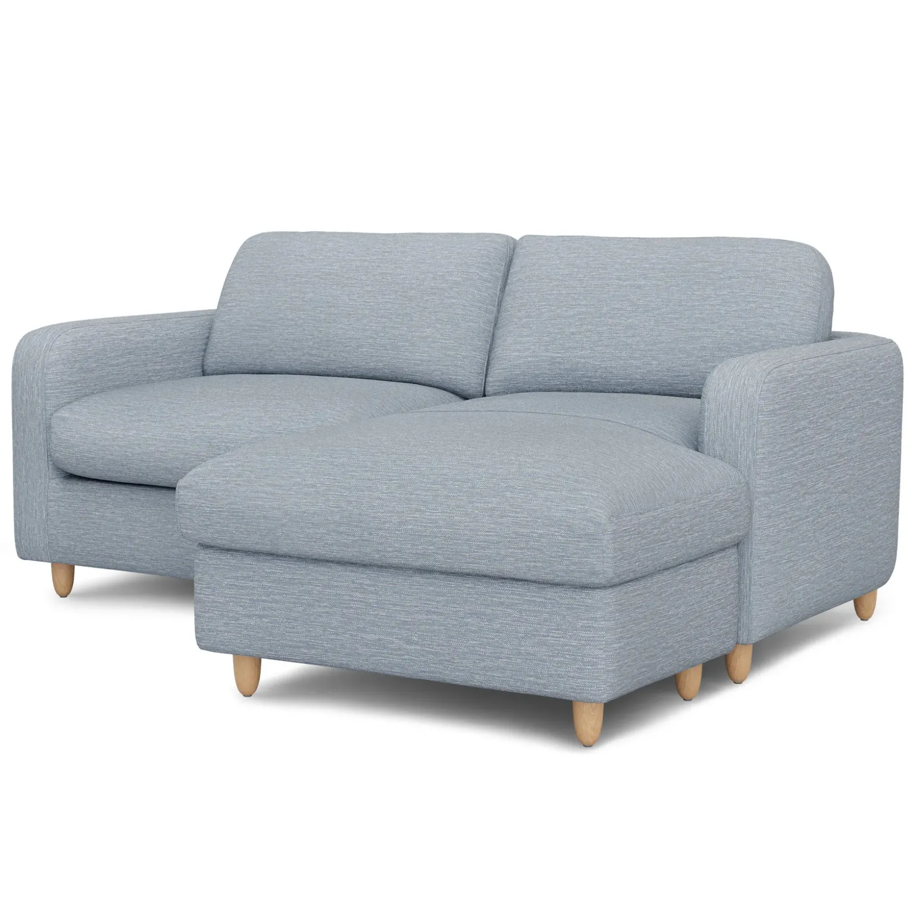 Vati 80" Right Storage Sectional - Natural Oak and Silver Light Blue