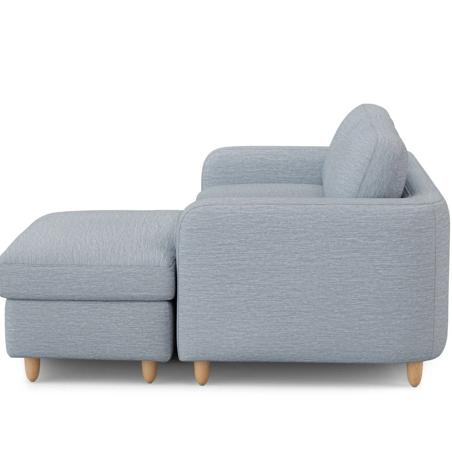 Vati 80" Right Storage Sectional - Natural Oak and Silver Light Blue