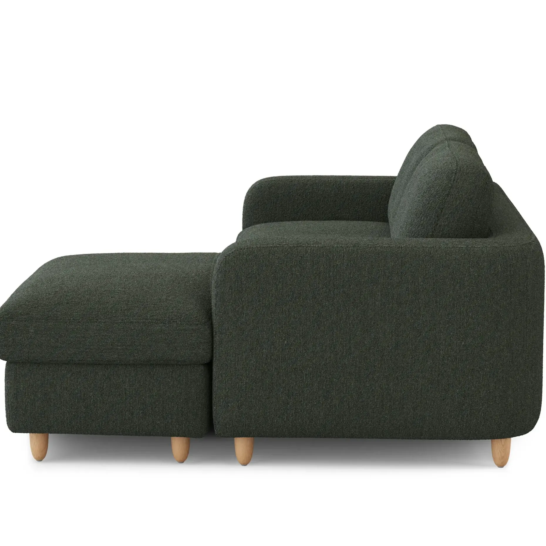 Vati 80" Right Storage Sectional - Natural Oak and Green Wool Bouclé