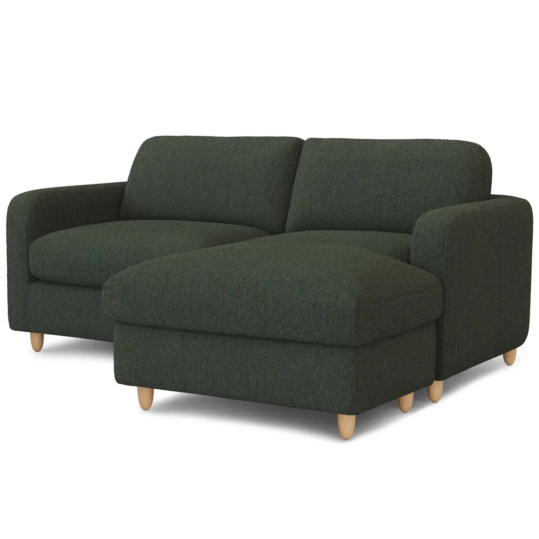 Vati 80" Right Storage Sectional - Natural Oak and Green Wool Bouclé