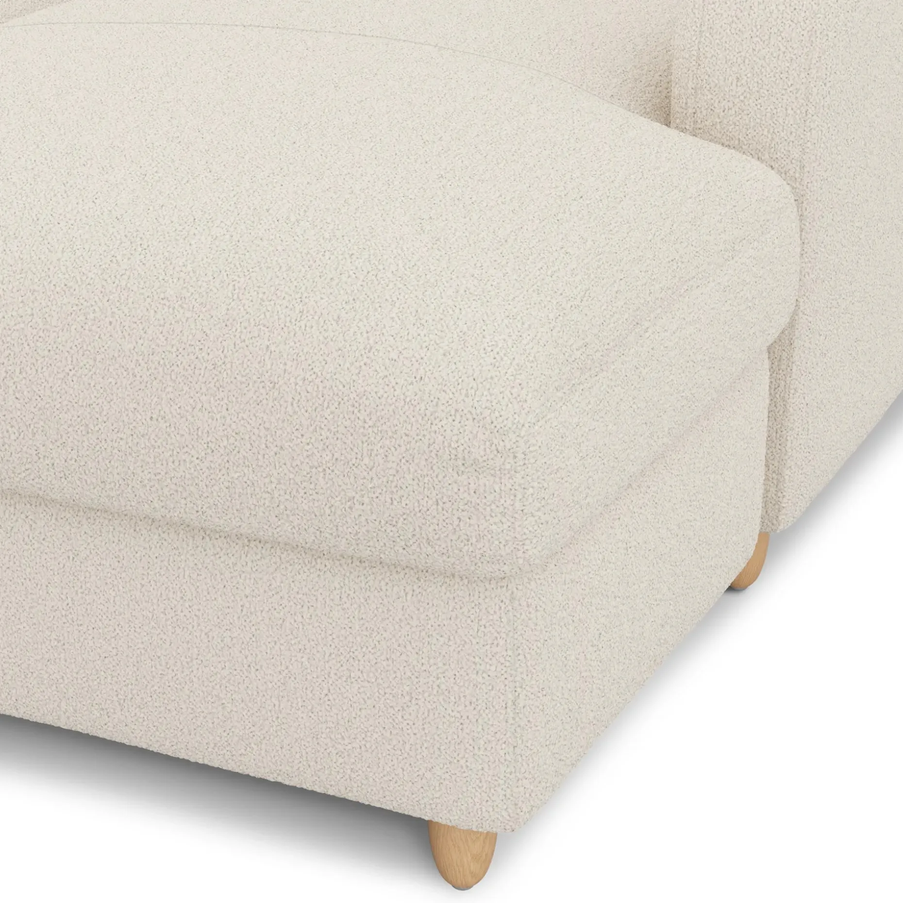 Vati 80" Right Storage Sectional - Natural Oak and Ivory Wool Bouclé