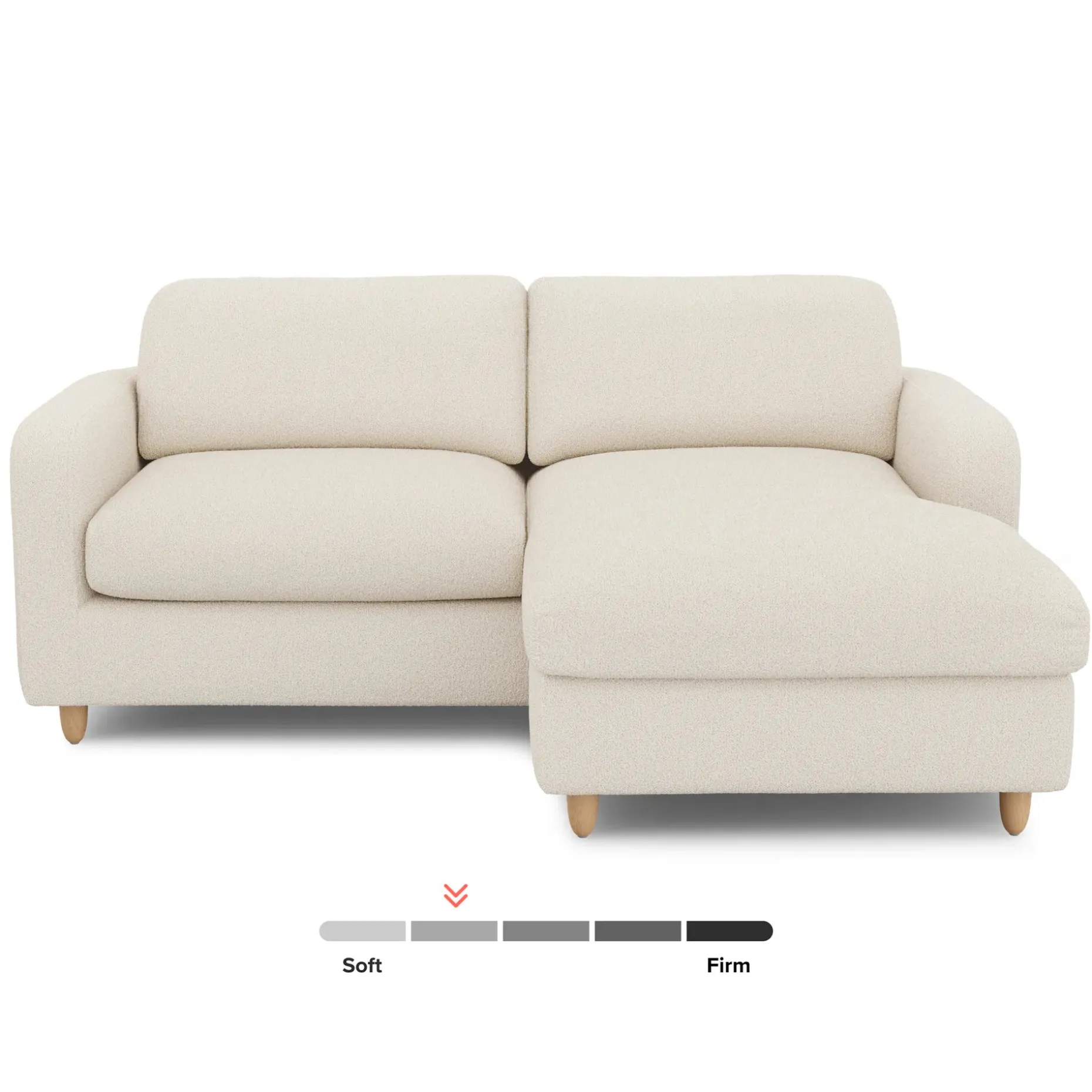 Vati 80" Right Storage Sectional - Natural Oak and Ivory Wool Bouclé