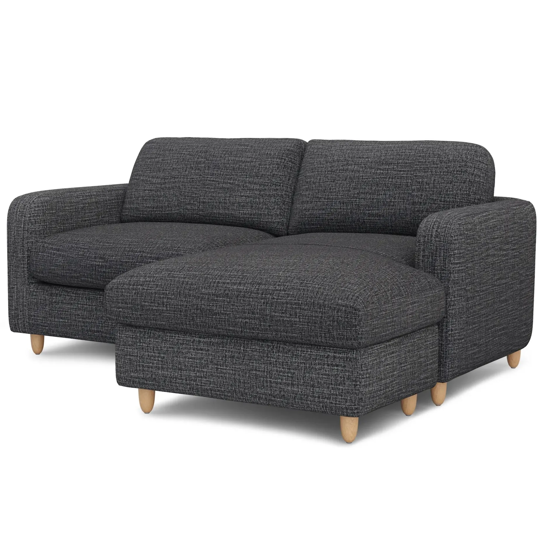 Vati 80" Right Storage Sectional - Natural Oak and Napa Charcoal