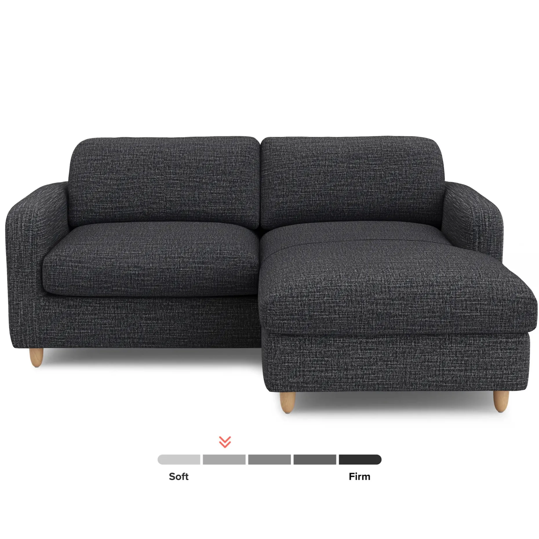 Vati 80" Right Storage Sectional - Natural Oak and Napa Charcoal