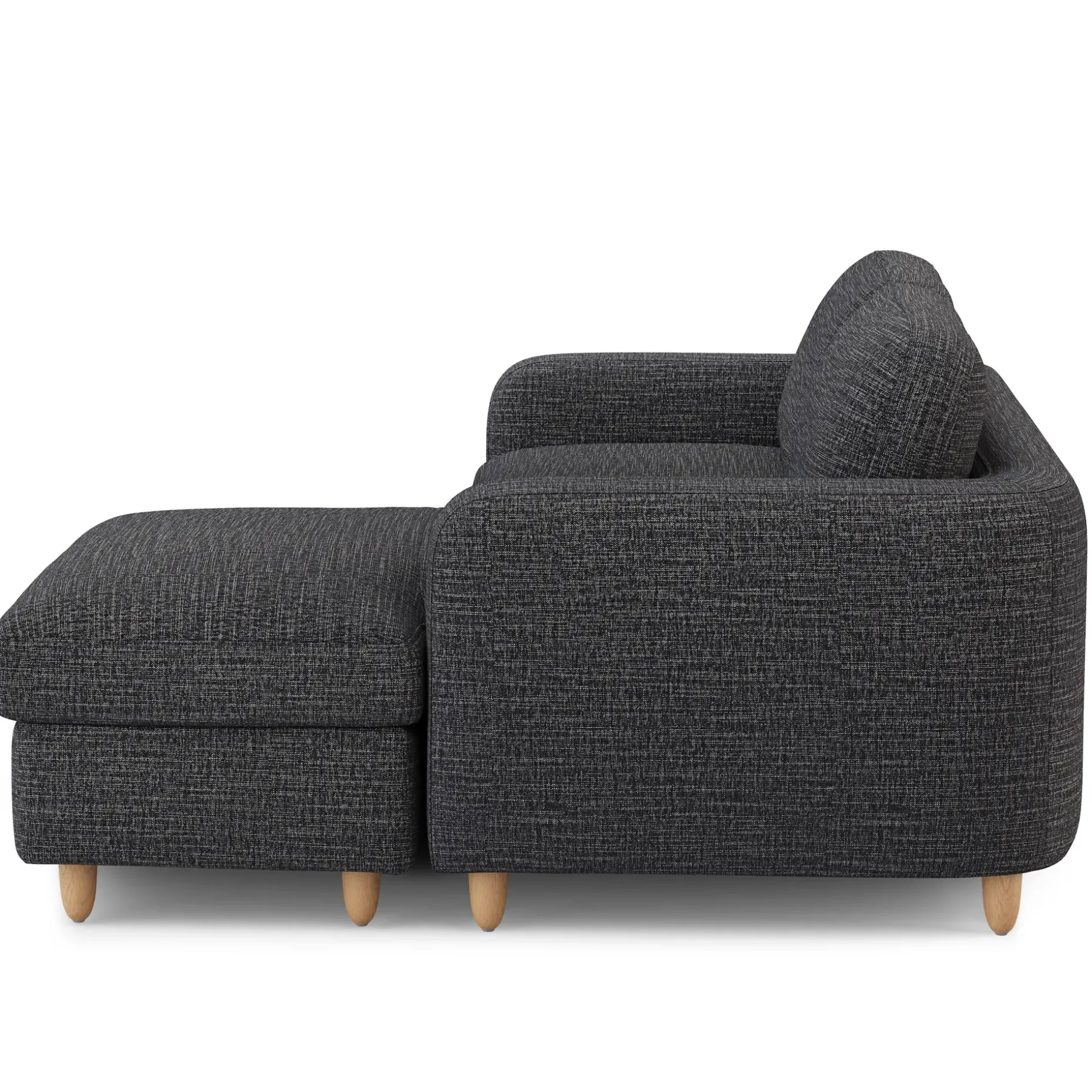 Vati 80" Right Storage Sectional - Natural Oak and Napa Charcoal