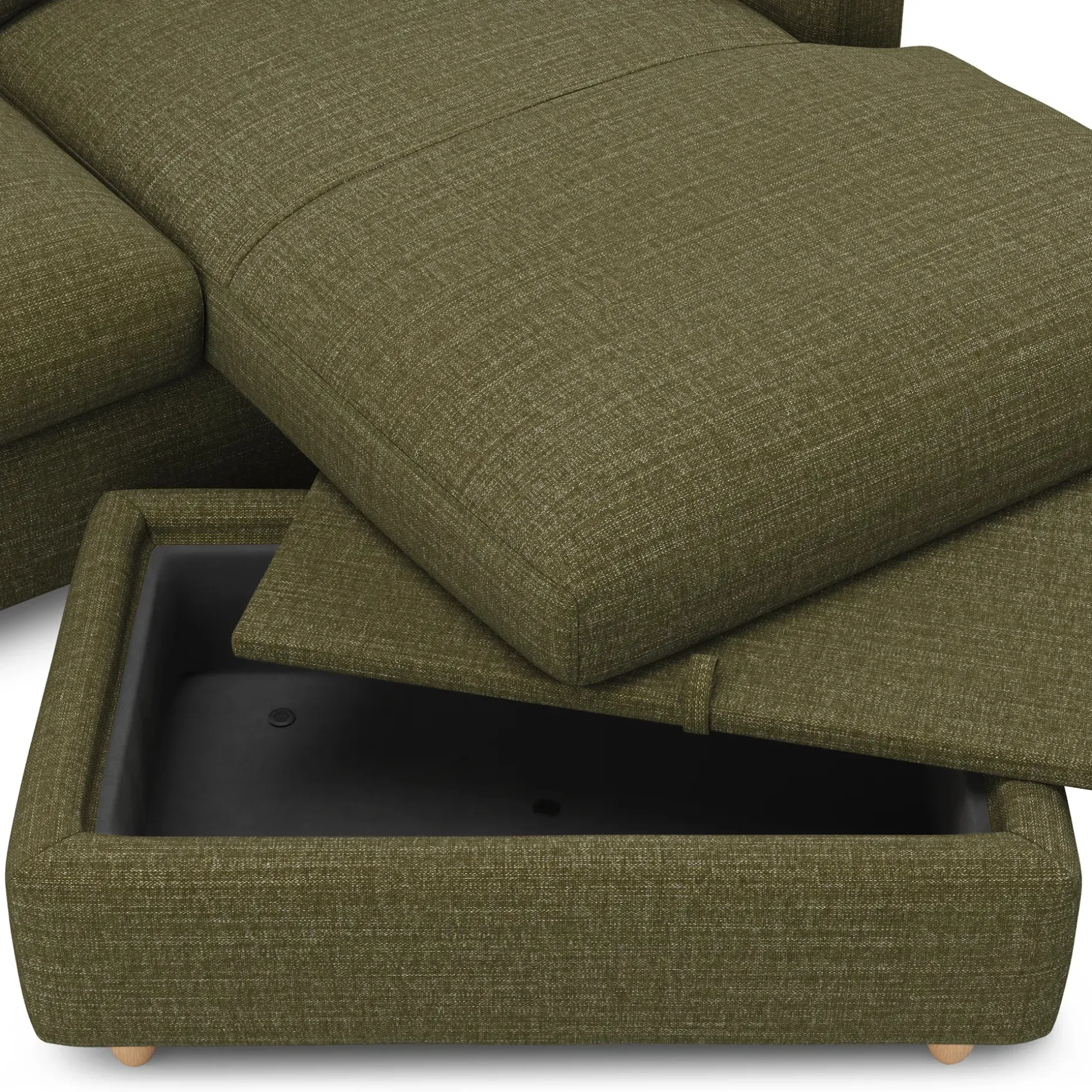 Vati 80" Right Storage Sectional - Natural Oak and Napa Moss