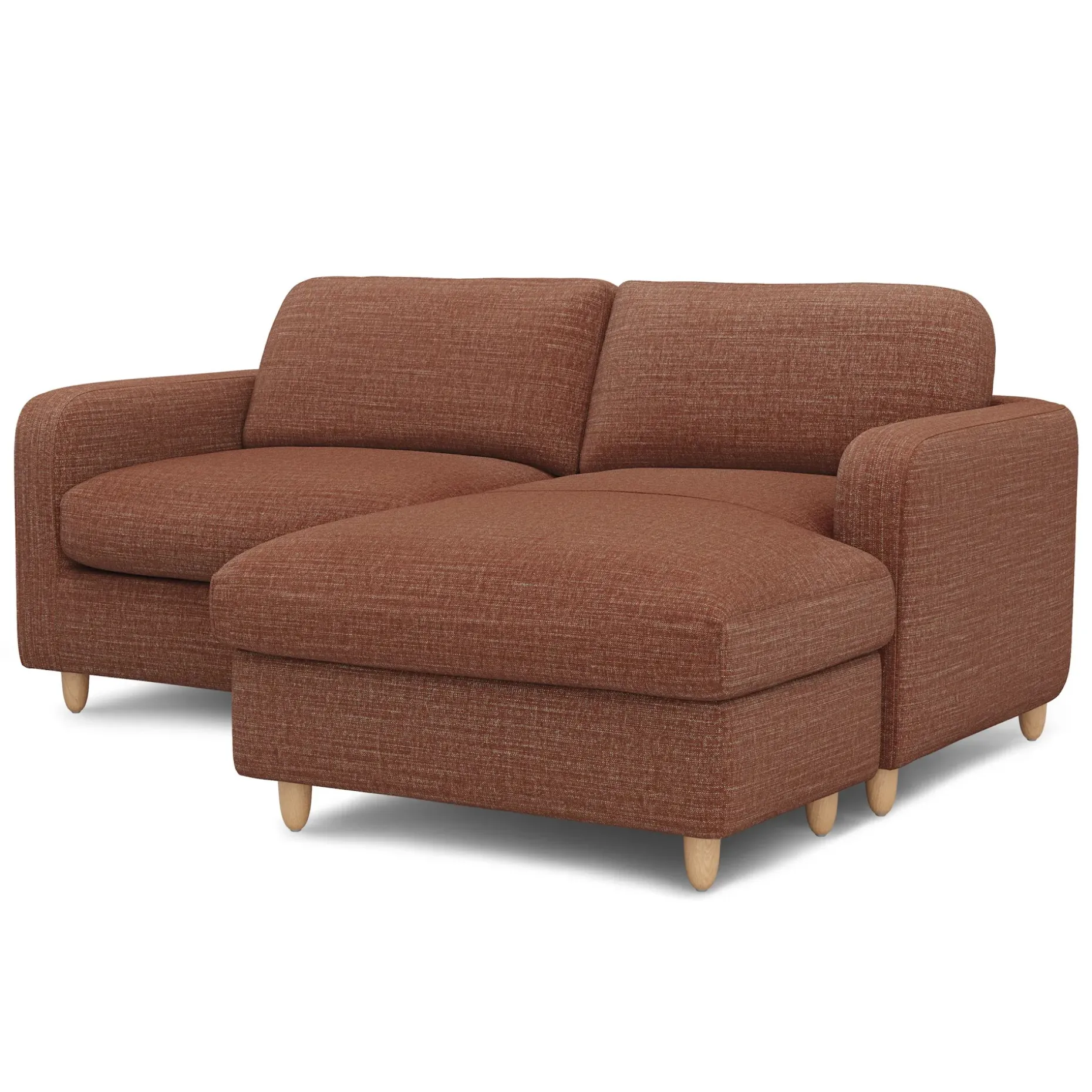 Vati 80" Right Storage Sectional - Natural Oak and Napa Rust