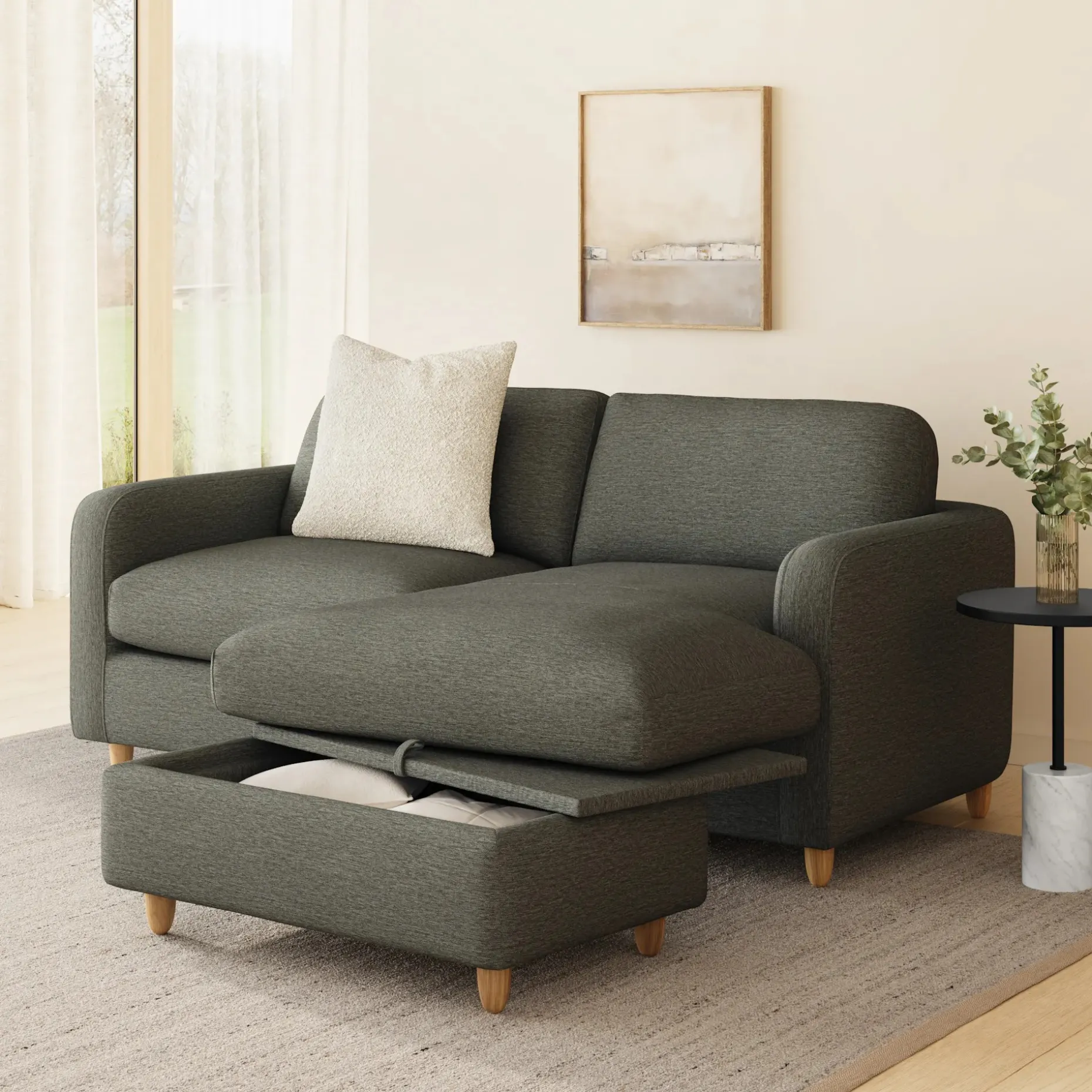 Vati 80" Right Storage Sectional - Silver Moss