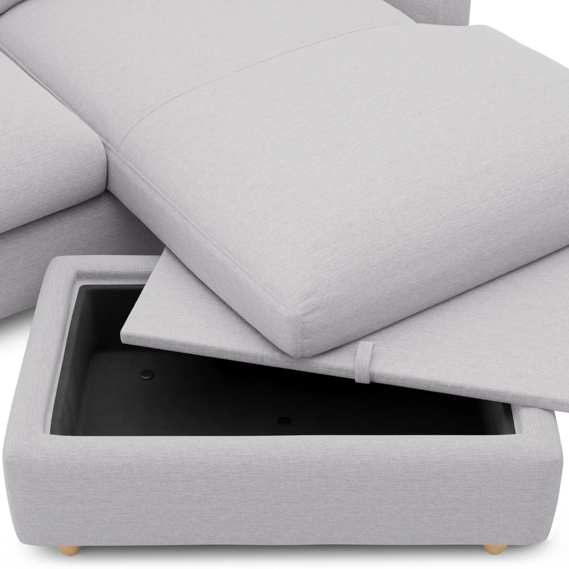 Vati 80" Right Storage Sectional - Silver Ivory