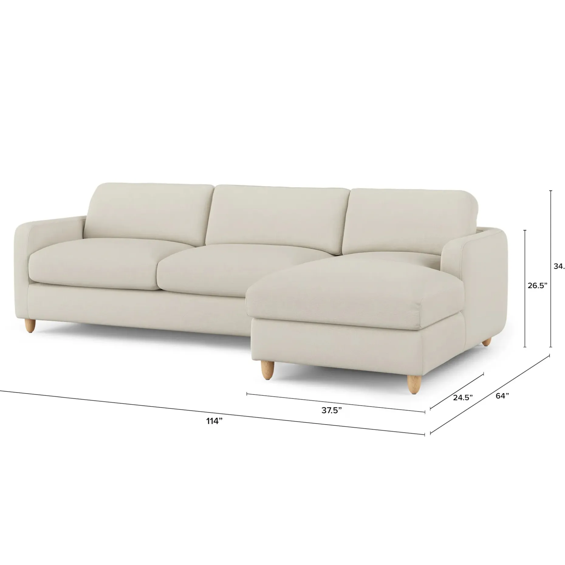 Vati 114" Right Storage Sleeper Sectional - Natural Oak and Buckler Ivory