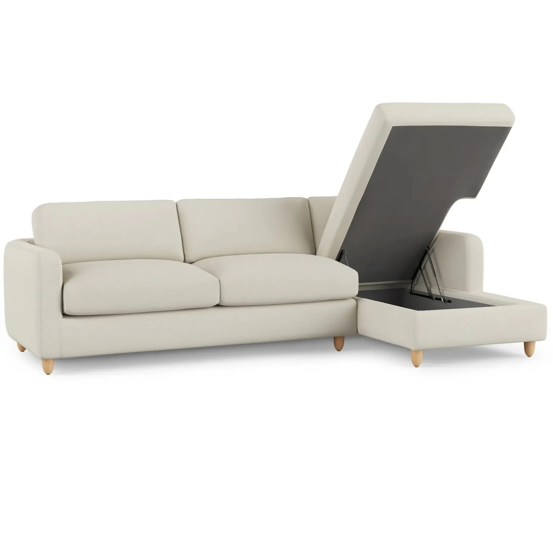 Vati 114" Right Storage Sleeper Sectional - Natural Oak and Buckler Ivory