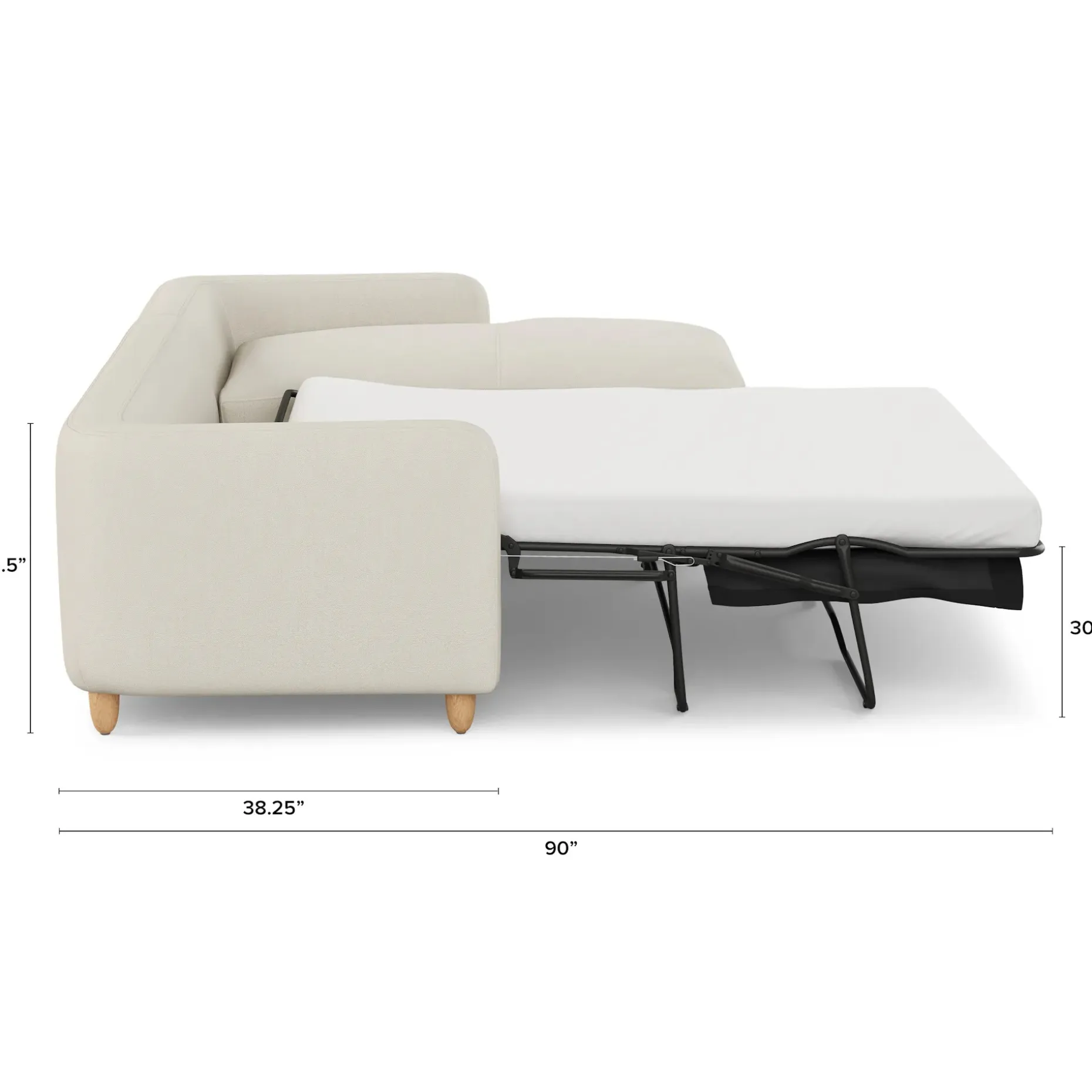 Vati 114" Right Storage Sleeper Sectional - Natural Oak and Buckler Ivory