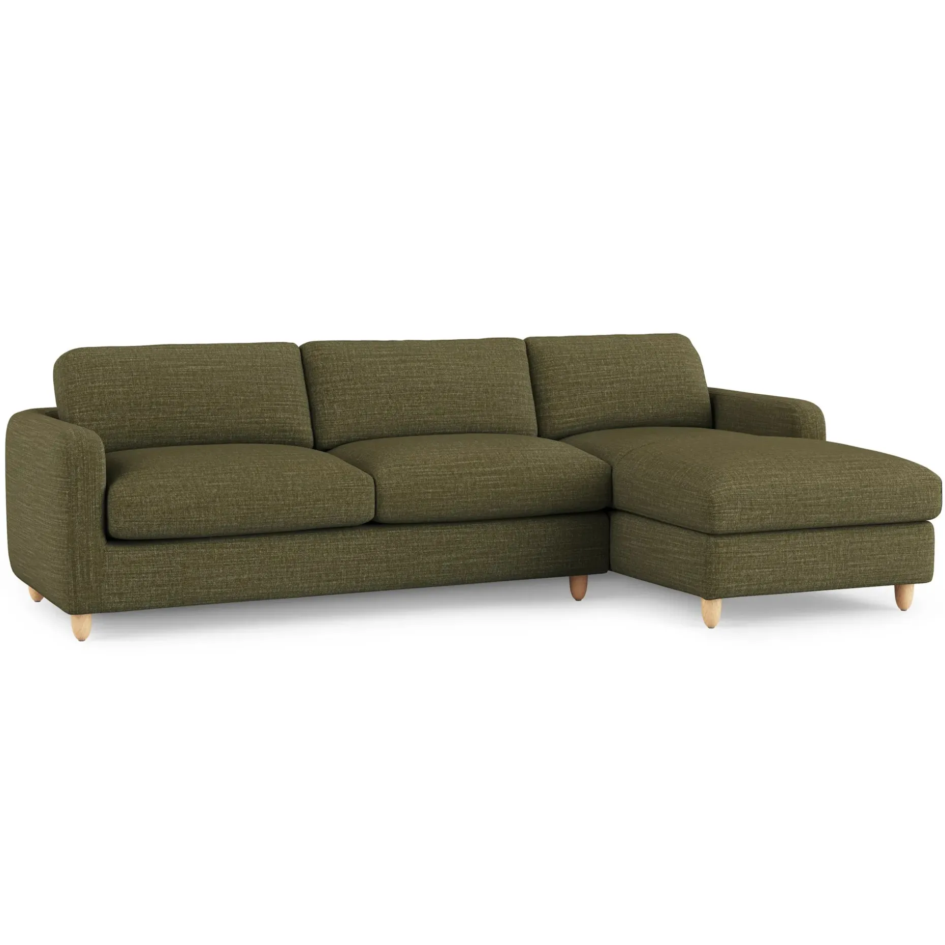 Vati 114" Right Storage Sleeper Sectional - Natural Oak and Napa Moss