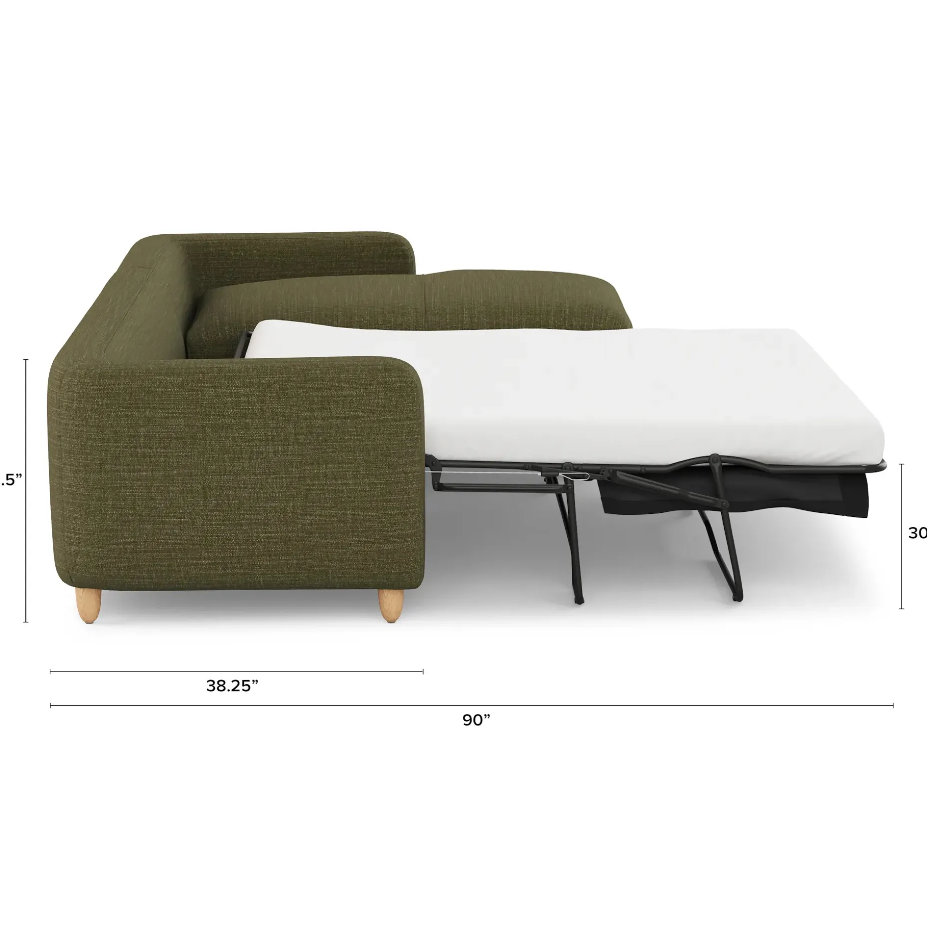 Vati 114" Right Storage Sleeper Sectional - Natural Oak and Napa Moss
