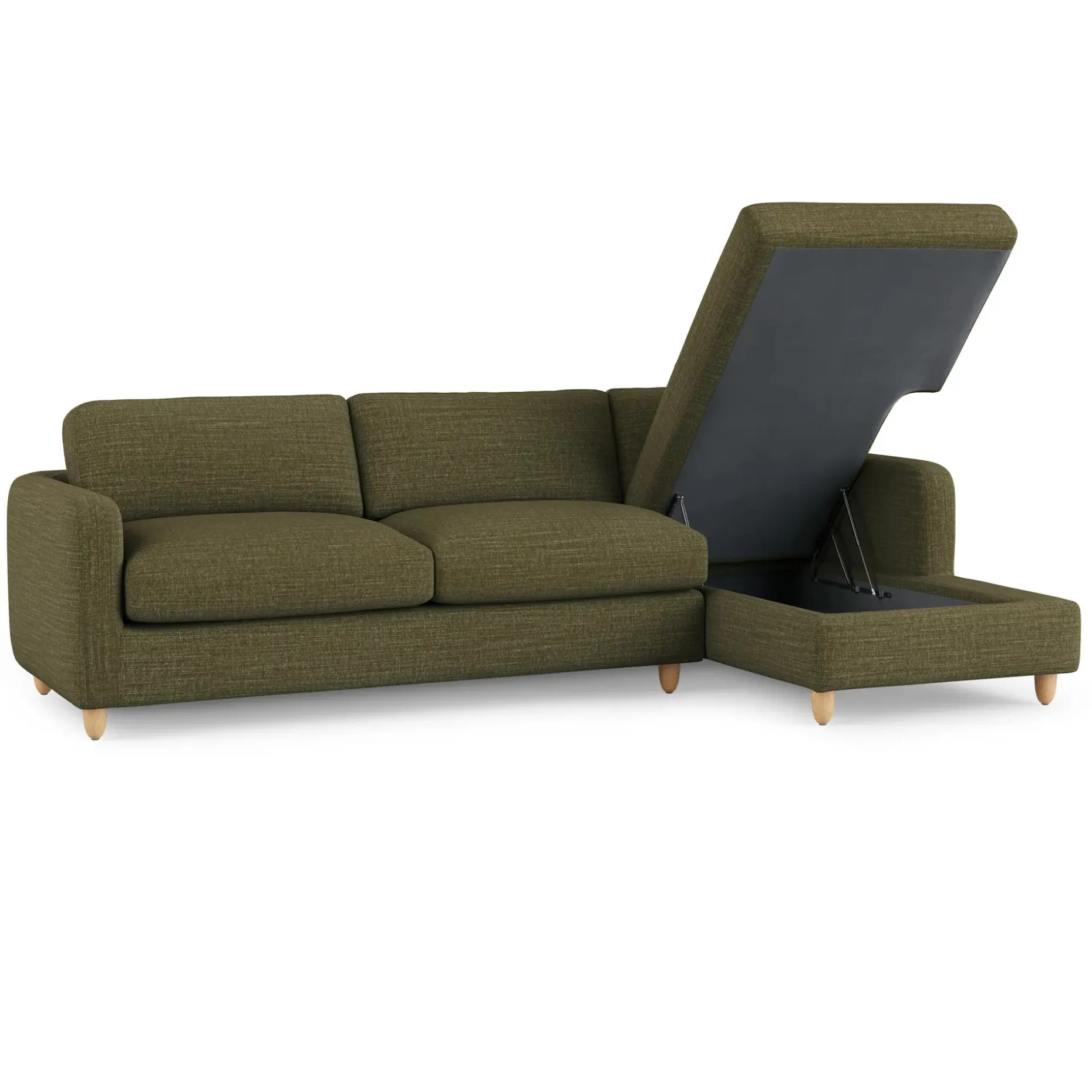 Vati 114" Right Storage Sleeper Sectional - Natural Oak and Napa Moss