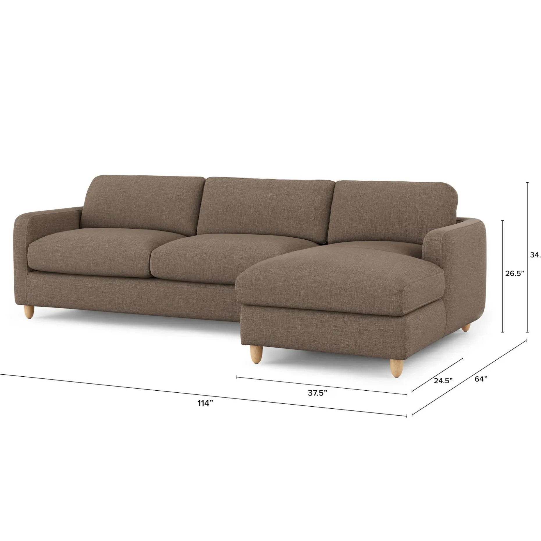 Vati 114" Right Storage Sleeper Sectional - Natural Oak and Buckler Brown