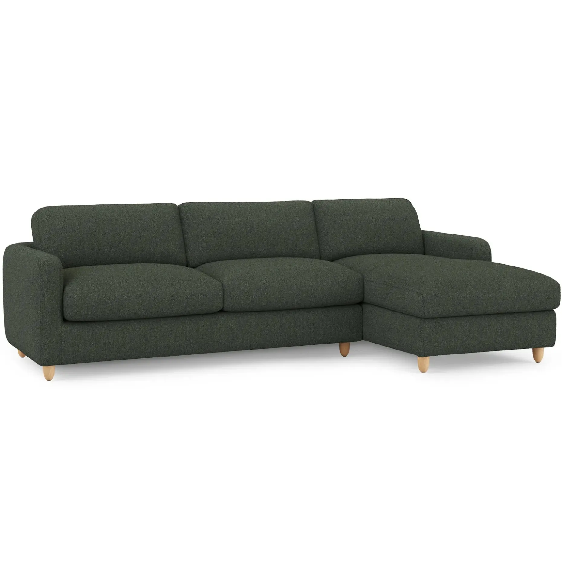 Vati 114" Right Storage Sleeper Sectional - Natural Oak and Green Wool Bouclé