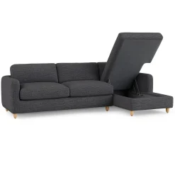 Vati 114" Right Storage Sleeper Sectional - Natural Oak and Napa Charcoal