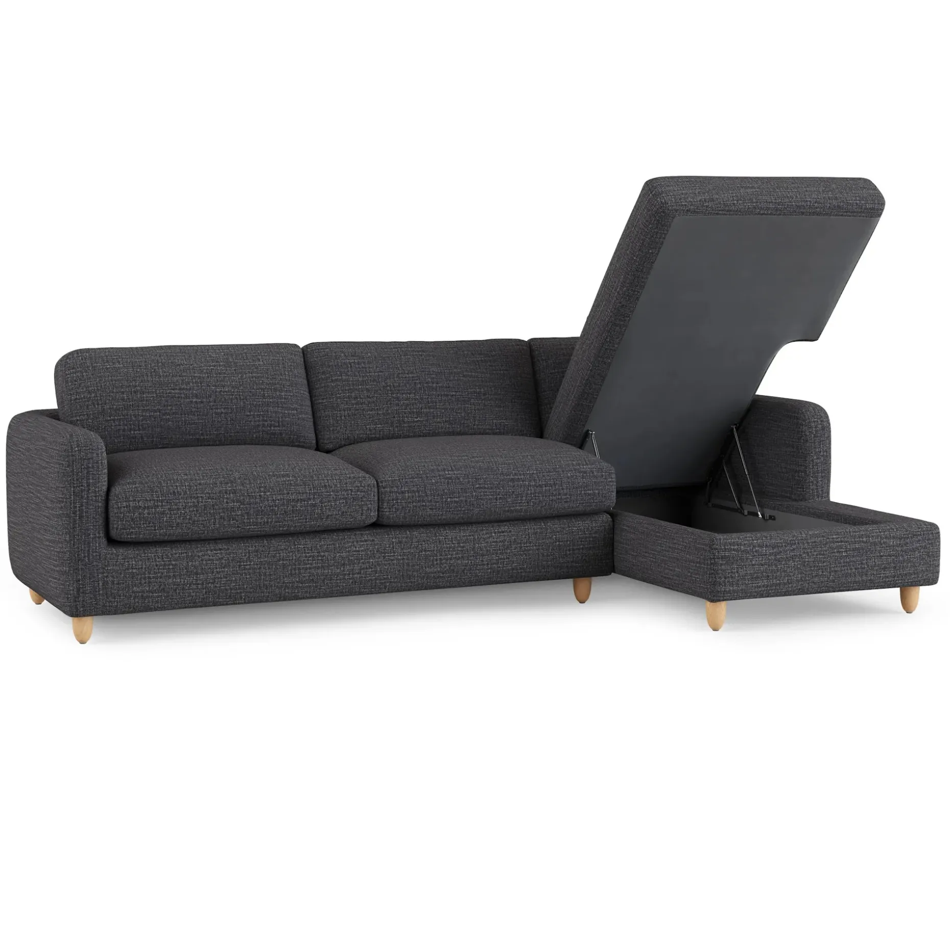Vati 114" Right Storage Sleeper Sectional - Natural Oak and Napa Charcoal