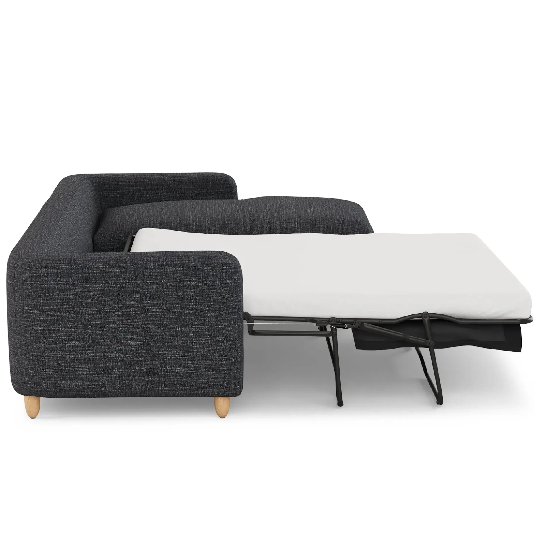 Vati 114" Right Storage Sleeper Sectional - Natural Oak and Napa Charcoal