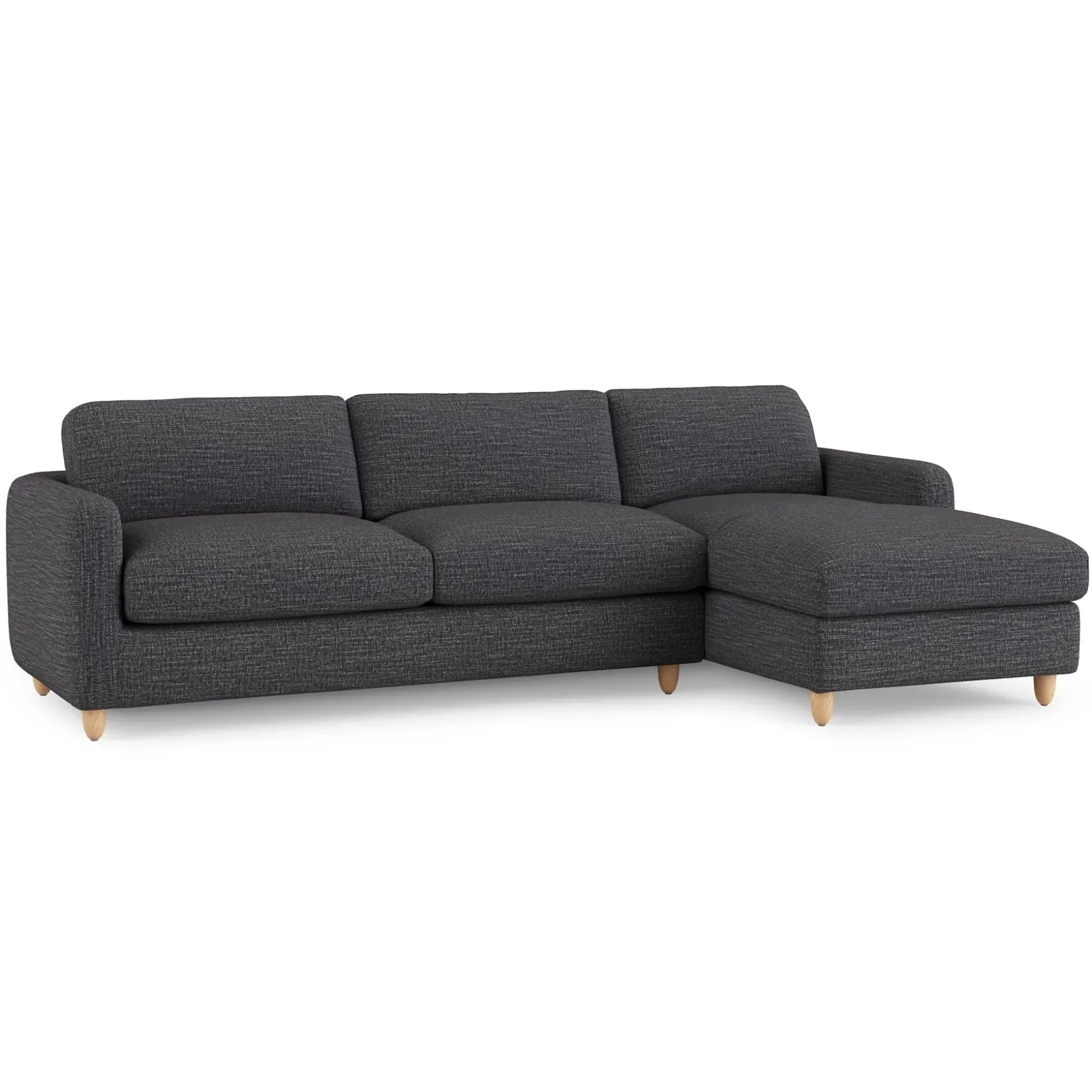 Vati 114" Right Storage Sleeper Sectional - Natural Oak and Napa Charcoal