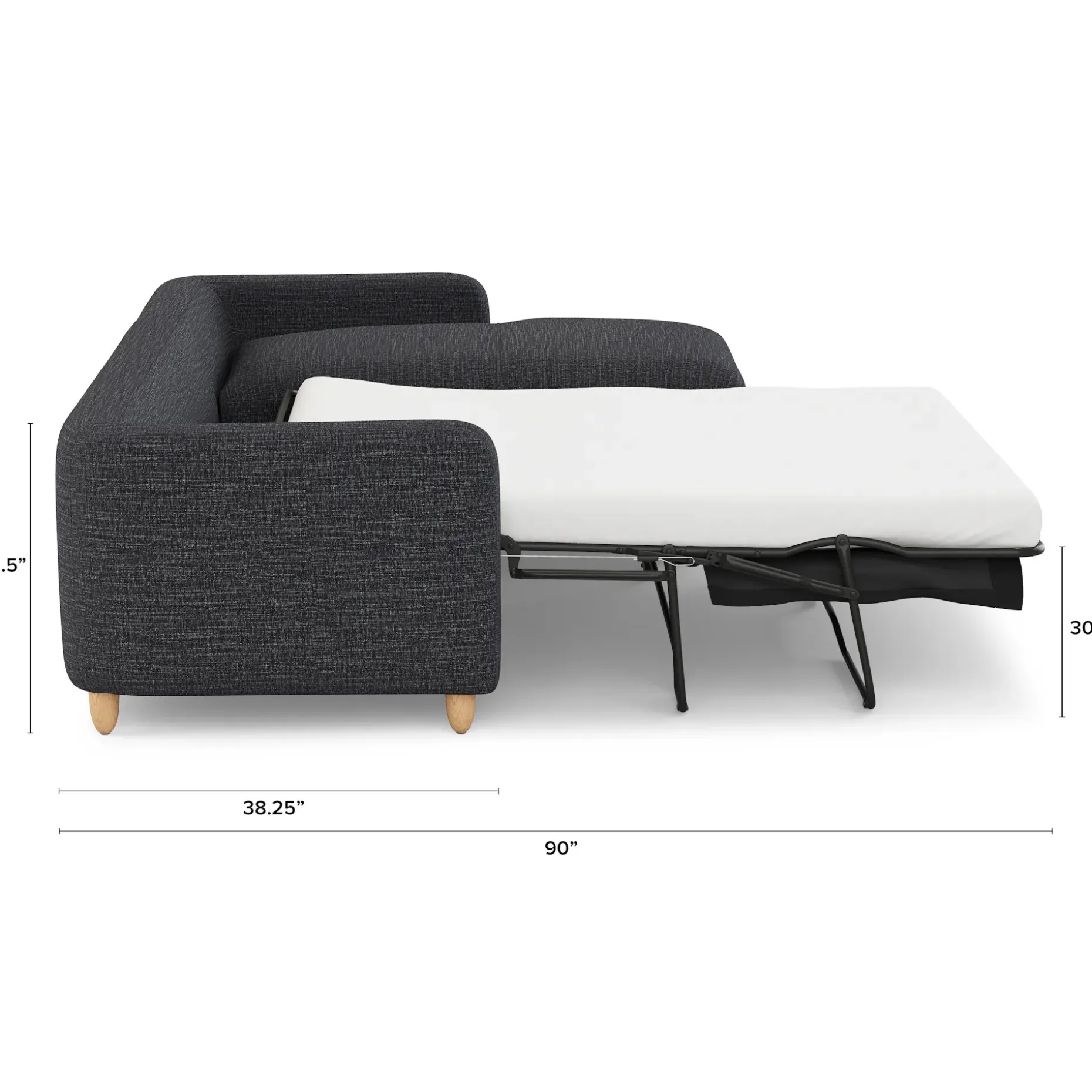 Vati 114" Right Storage Sleeper Sectional - Natural Oak and Napa Charcoal