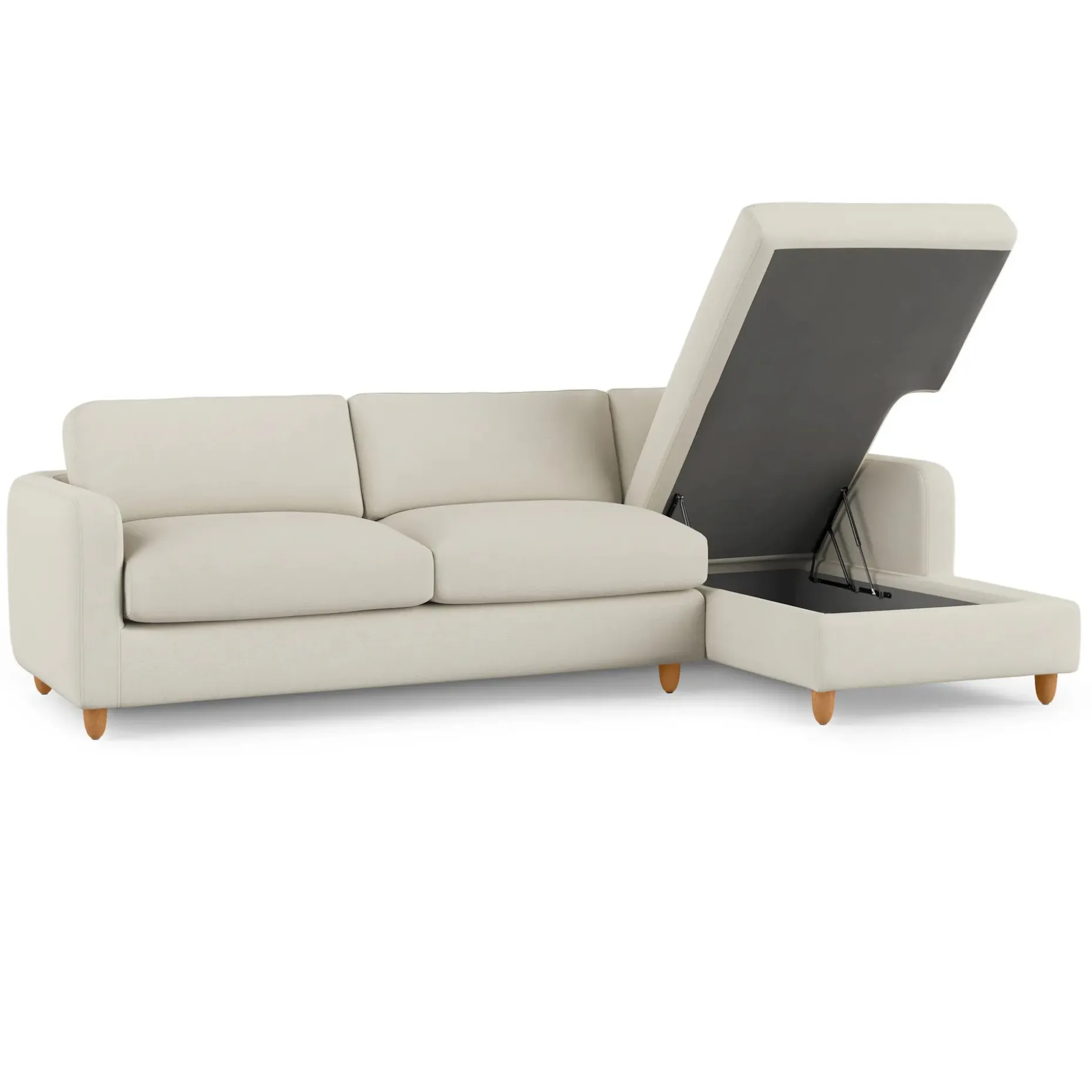 Vati 114" Right Storage Sleeper Sectional - Honey Oak and Buckler Ivory