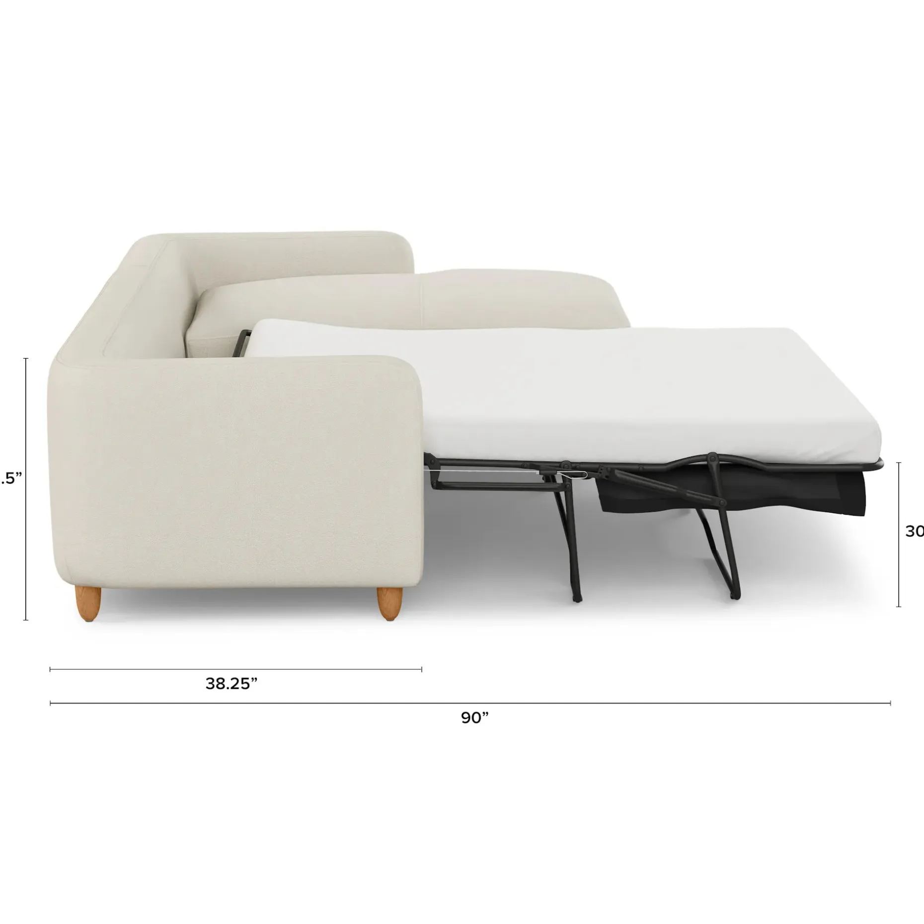 Vati 114" Right Storage Sleeper Sectional - Honey Oak and Buckler Ivory
