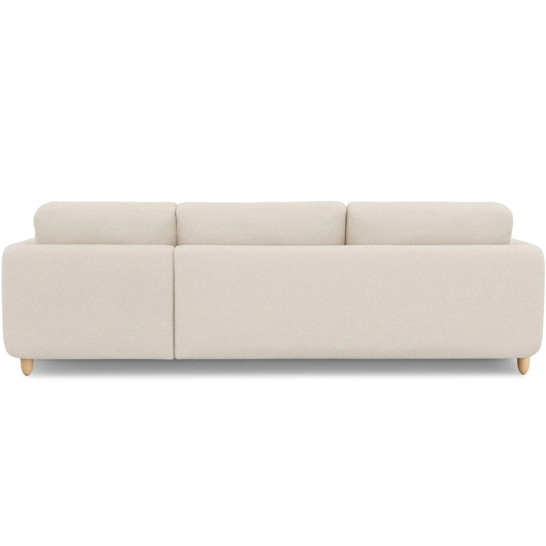 Vati 114" Right Storage Sleeper Sectional - Natural Oak and Ivory Wool Bouclé