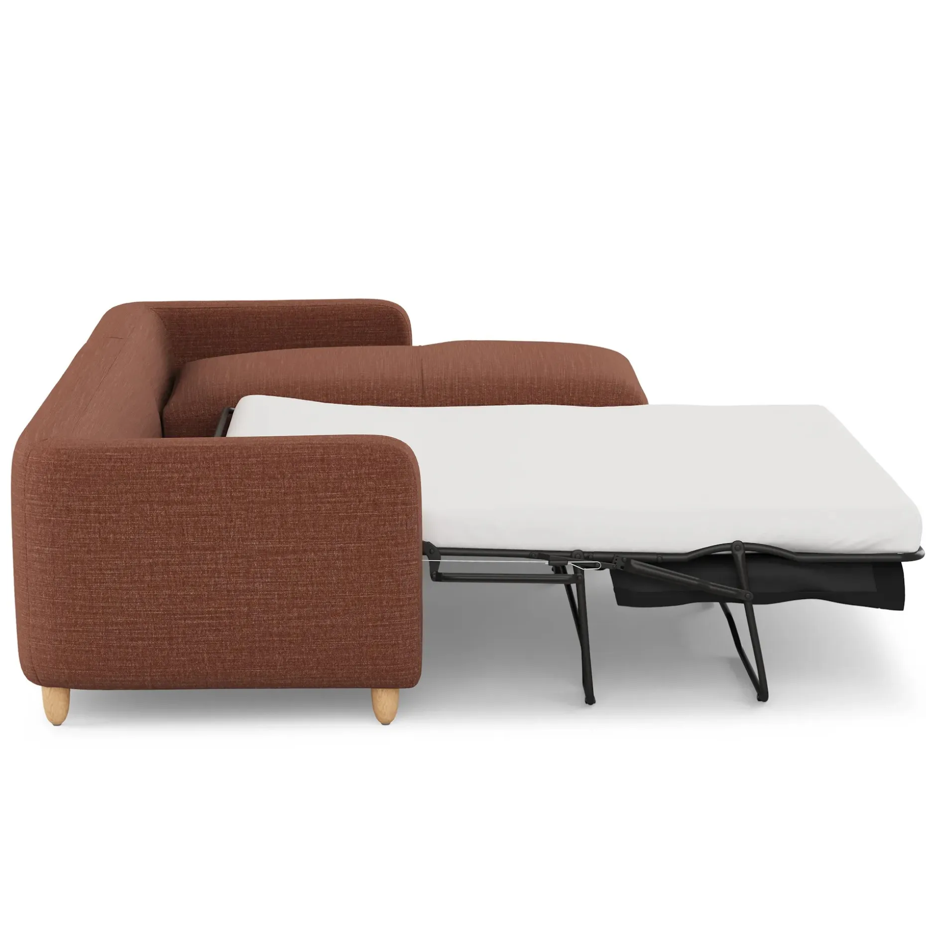 Vati 114" Right Storage Sleeper Sectional - Natural Oak and Napa Rust