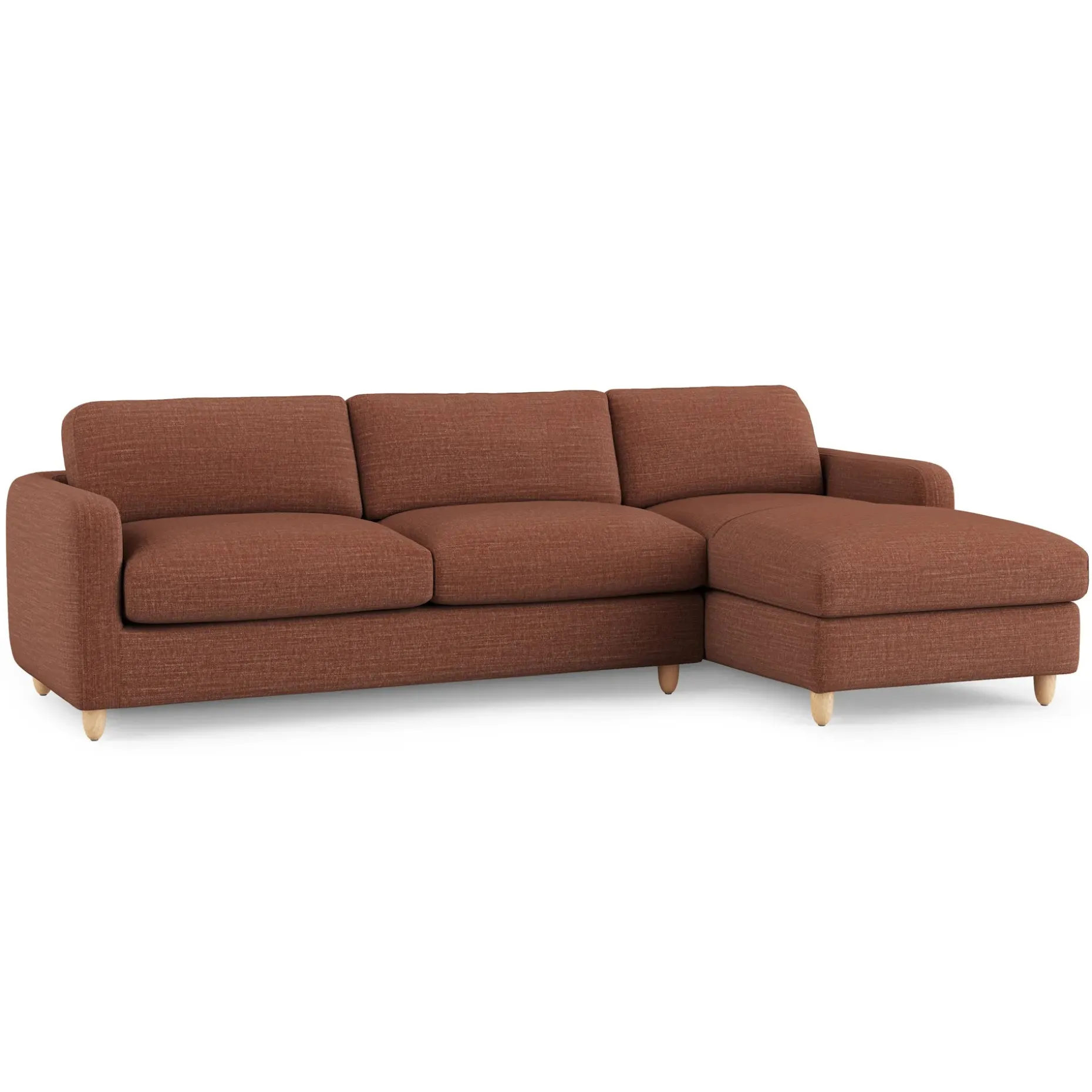 Vati 114" Right Storage Sleeper Sectional - Natural Oak and Napa Rust