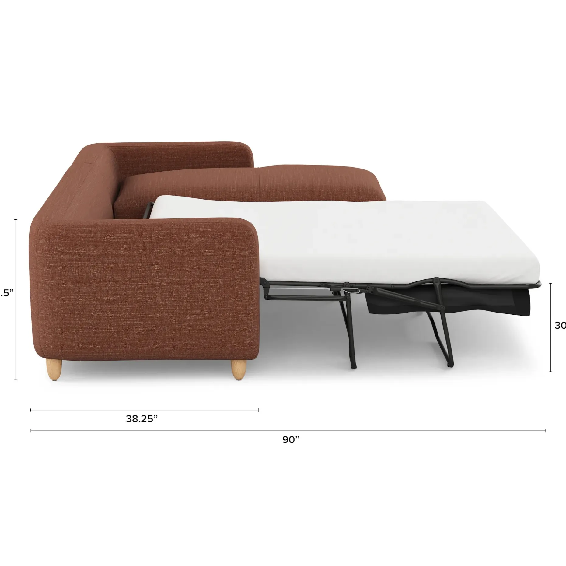 Vati 114" Right Storage Sleeper Sectional - Natural Oak and Napa Rust