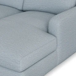 Vati 114" Right Storage Sleeper Sectional - Natural Oak and Silver Light Blue