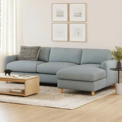 Vati 114" Right Storage Sleeper Sectional - Natural Oak and Silver Light Blue