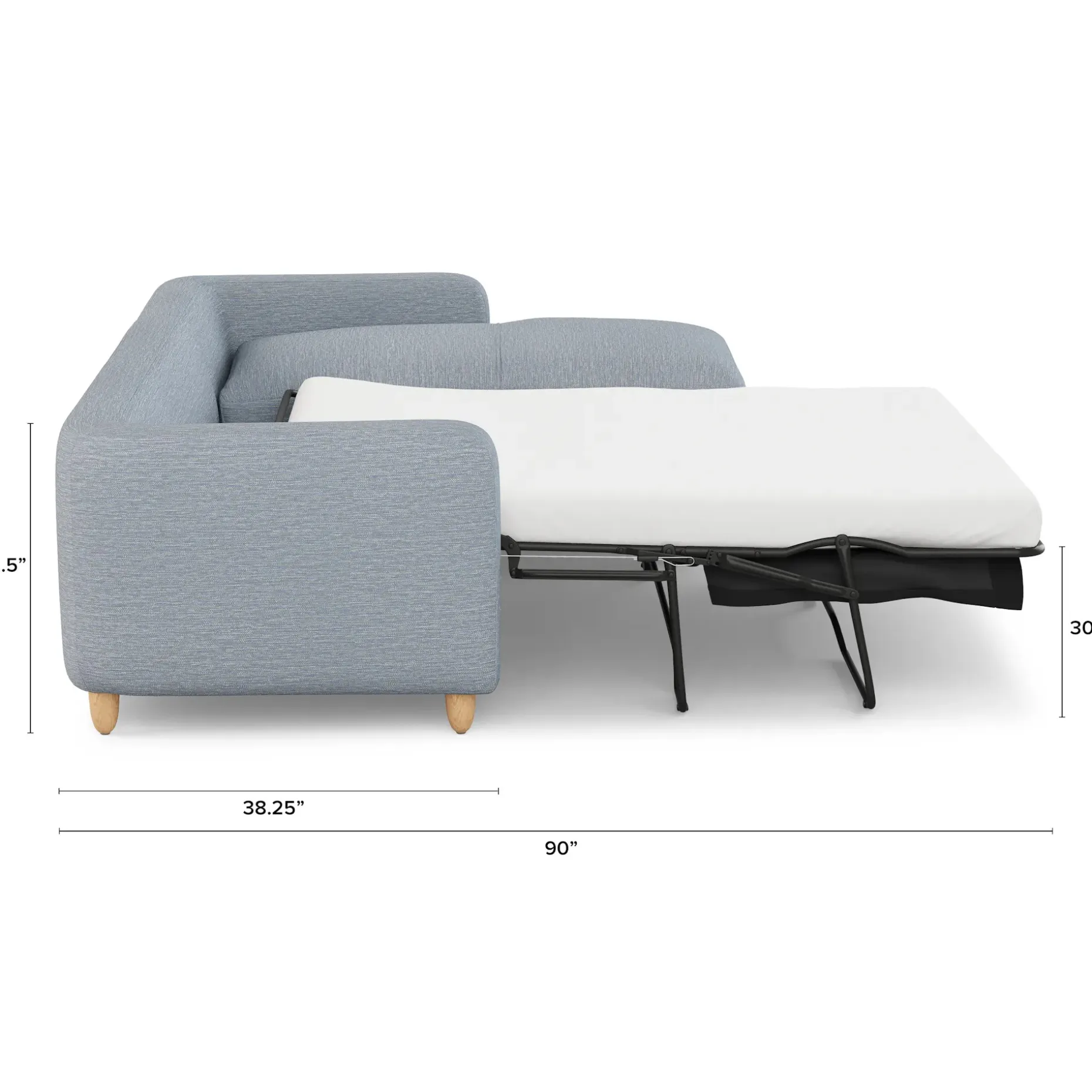 Vati 114" Right Storage Sleeper Sectional - Natural Oak and Silver Light Blue