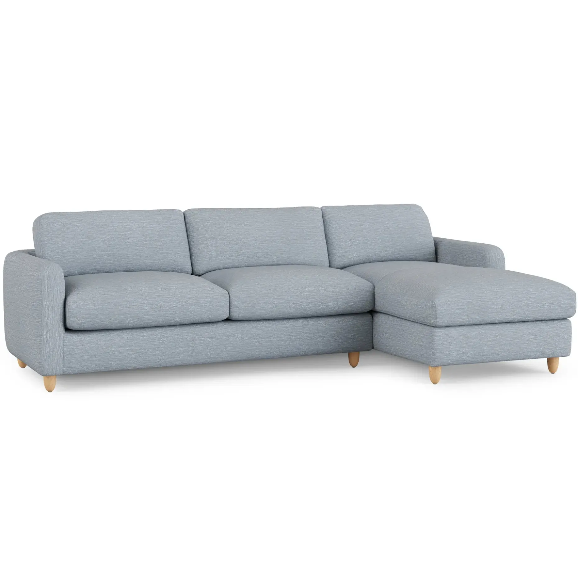 Vati 114" Right Storage Sleeper Sectional - Natural Oak and Silver Light Blue