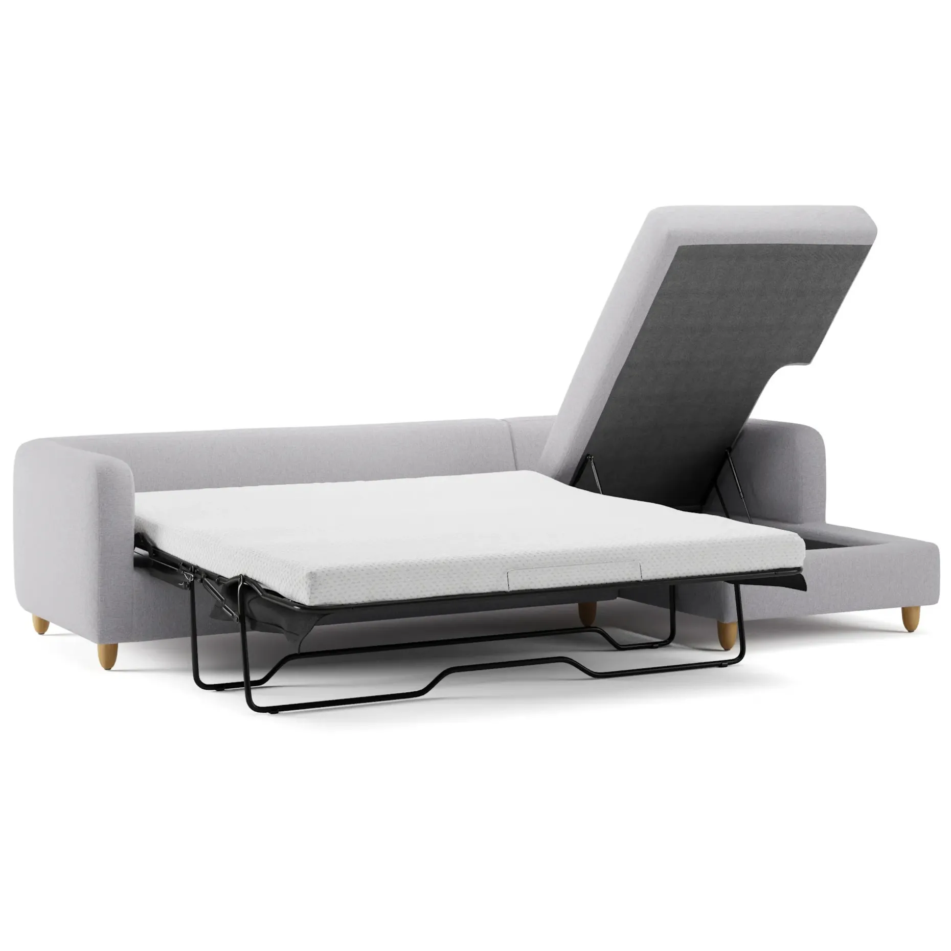 Vati 114" Right Storage Sleeper Sectional - Silver Ivory