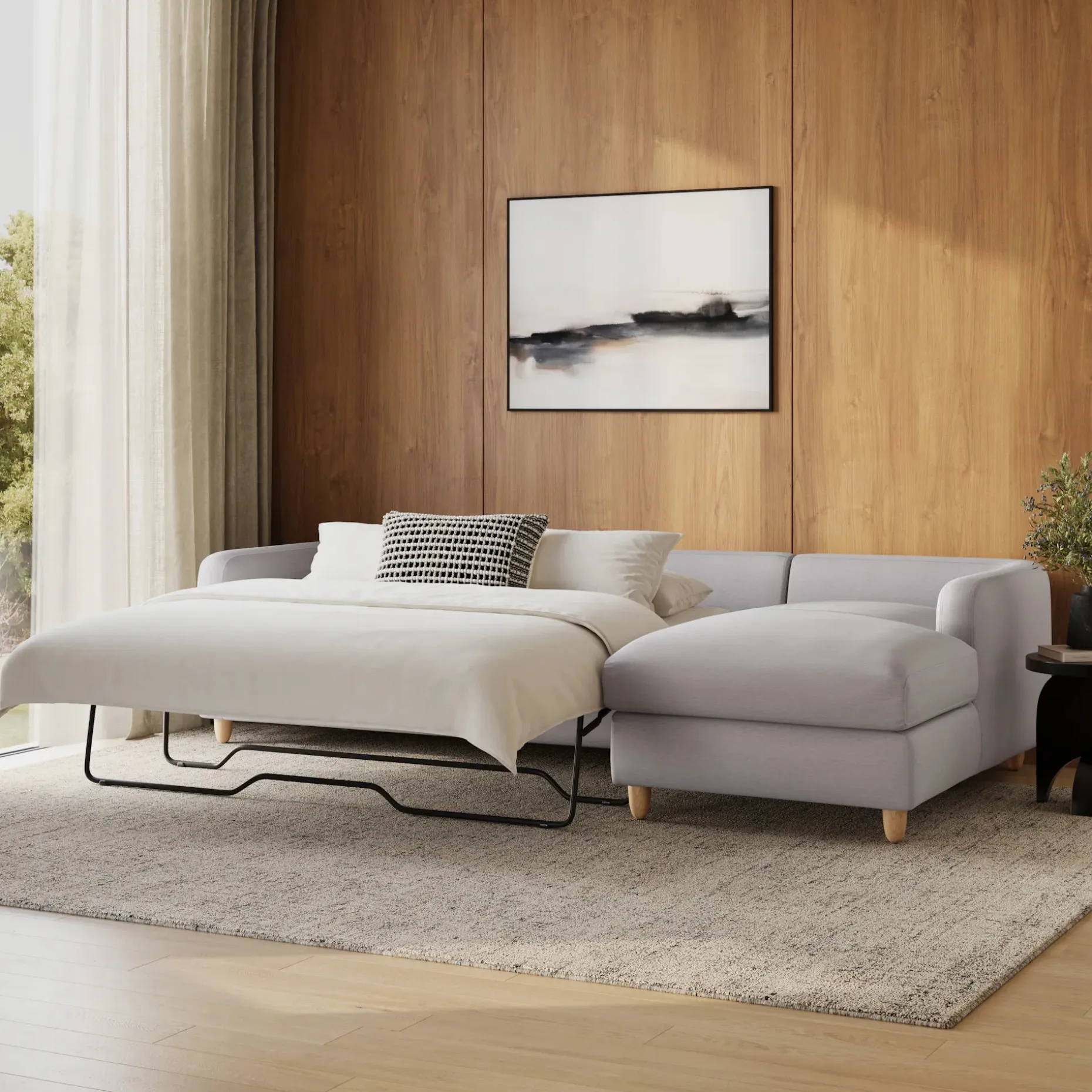 Vati 114" Right Storage Sleeper Sectional - Silver Ivory