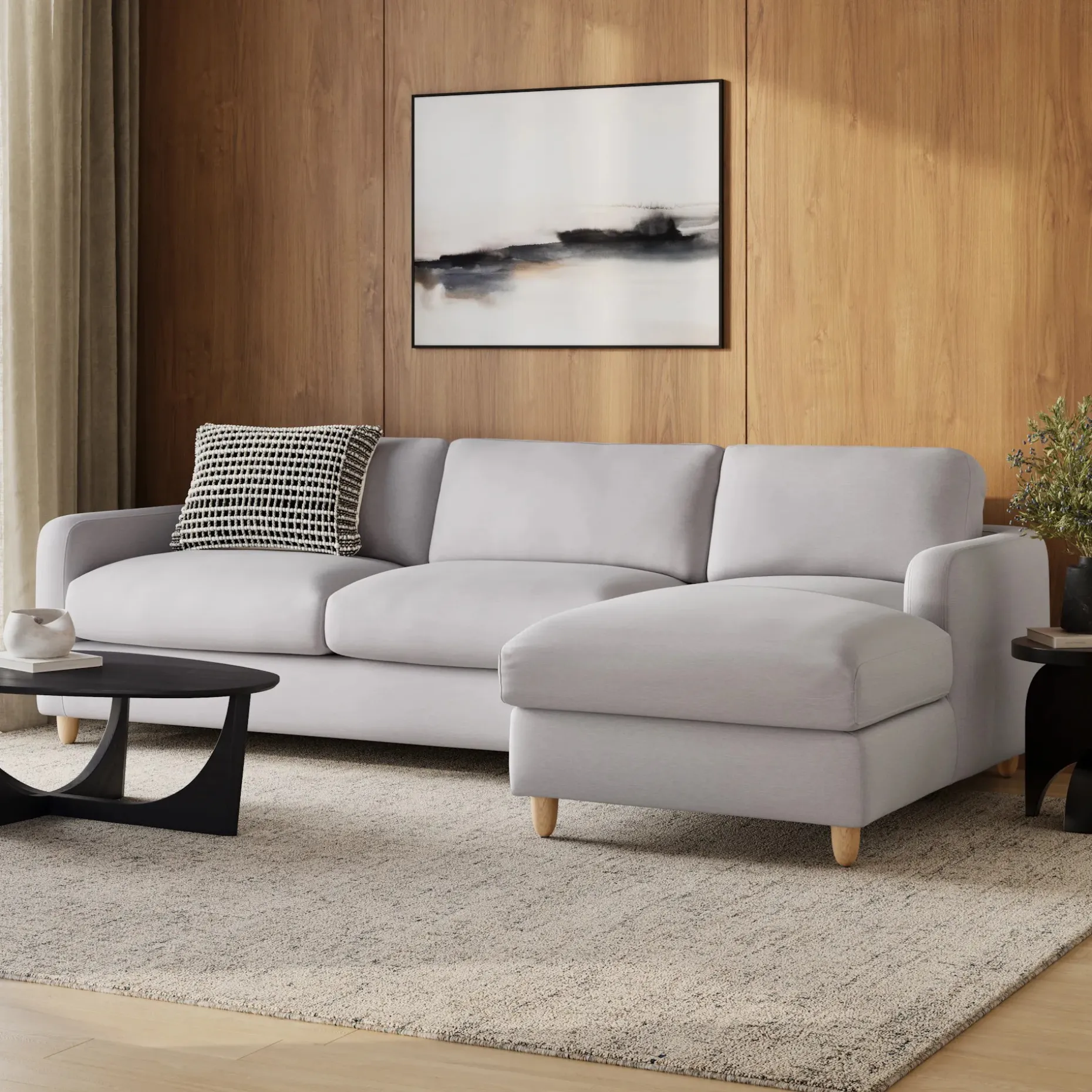 Vati 114" Right Storage Sleeper Sectional - Silver Ivory