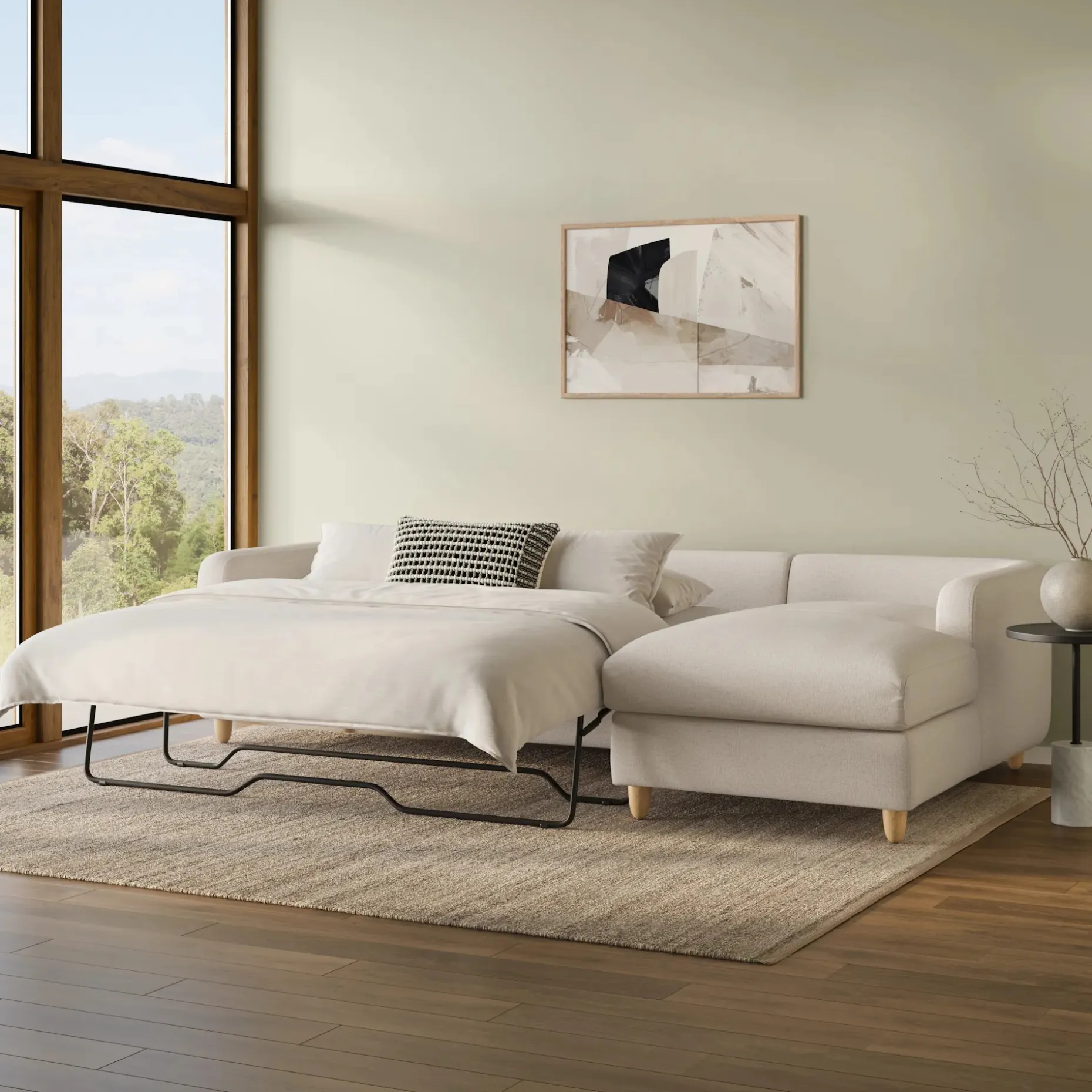 Vati 114" Right Storage Sleeper Sectional - Napa White
