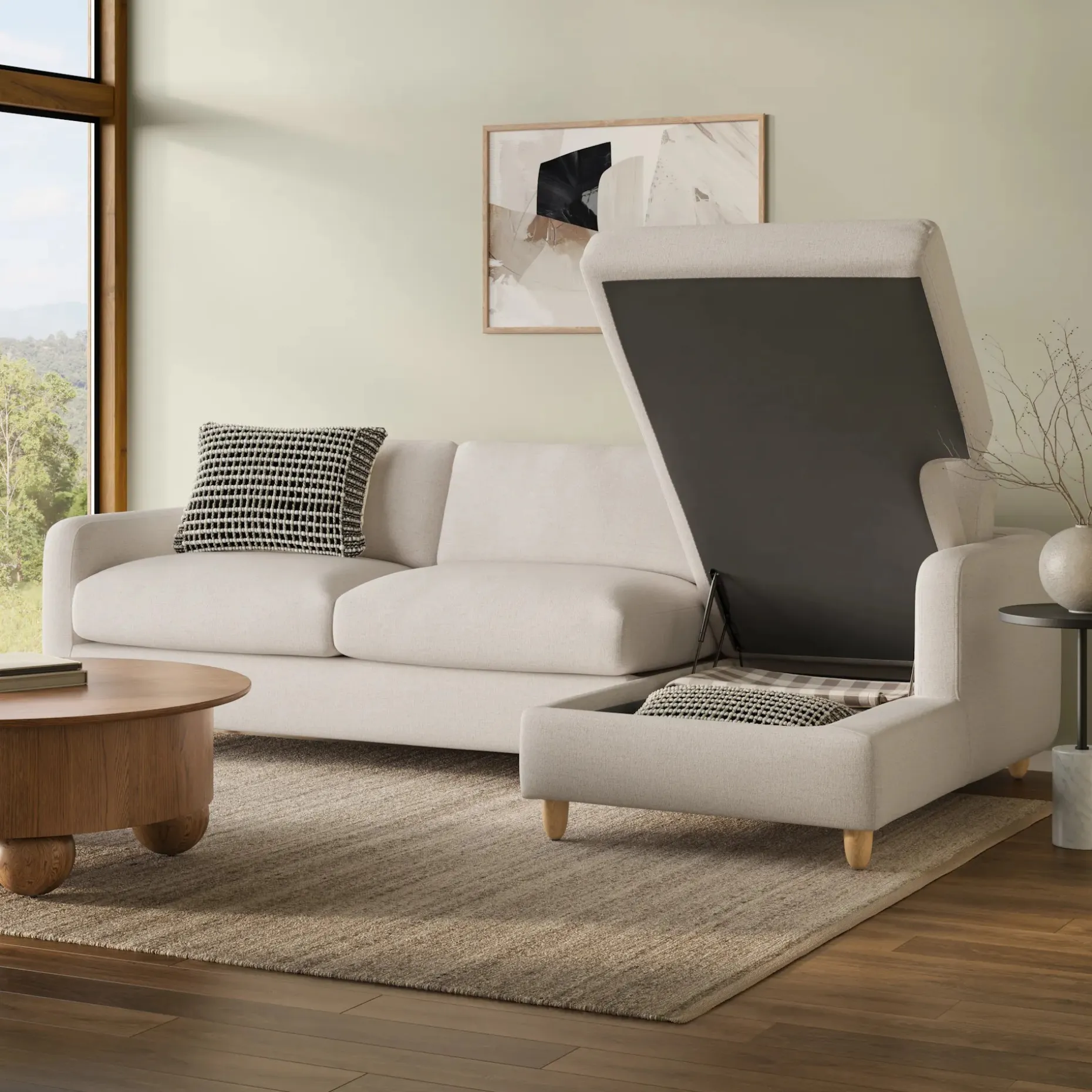 Vati 114" Right Storage Sleeper Sectional - Napa White